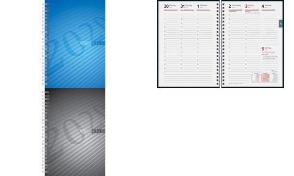 148 x 208 mm Kalendarium 2022 PP-Einband blau Wire-O-Bindung 2 Seiten = 1 Woche rido/idé 7021102302 Buchkalender futura 2 