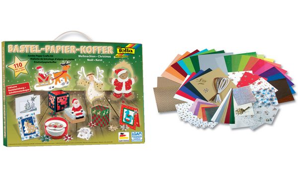 folia Bastelpapier-Koffer "Weihnachten II", 110-teilig