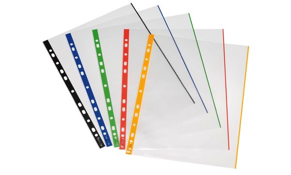 herlitz Prospekth�lle, DIN A4, glasklar, farbiger Au�enrand