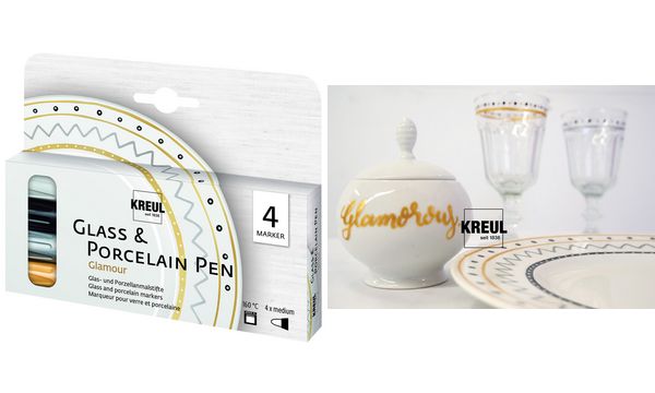 KREUL Glass & Porcelain Pen Glamour, 4er-Set