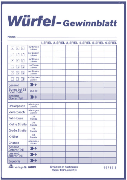 RNK W�rfel-Block 3er-Pack