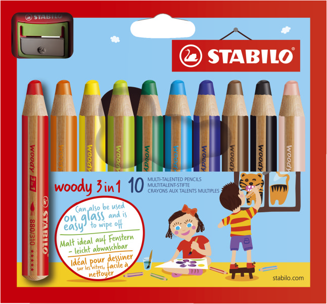 STABILO Multitalentstift woody 3 in 1, 10er Karton-Etui