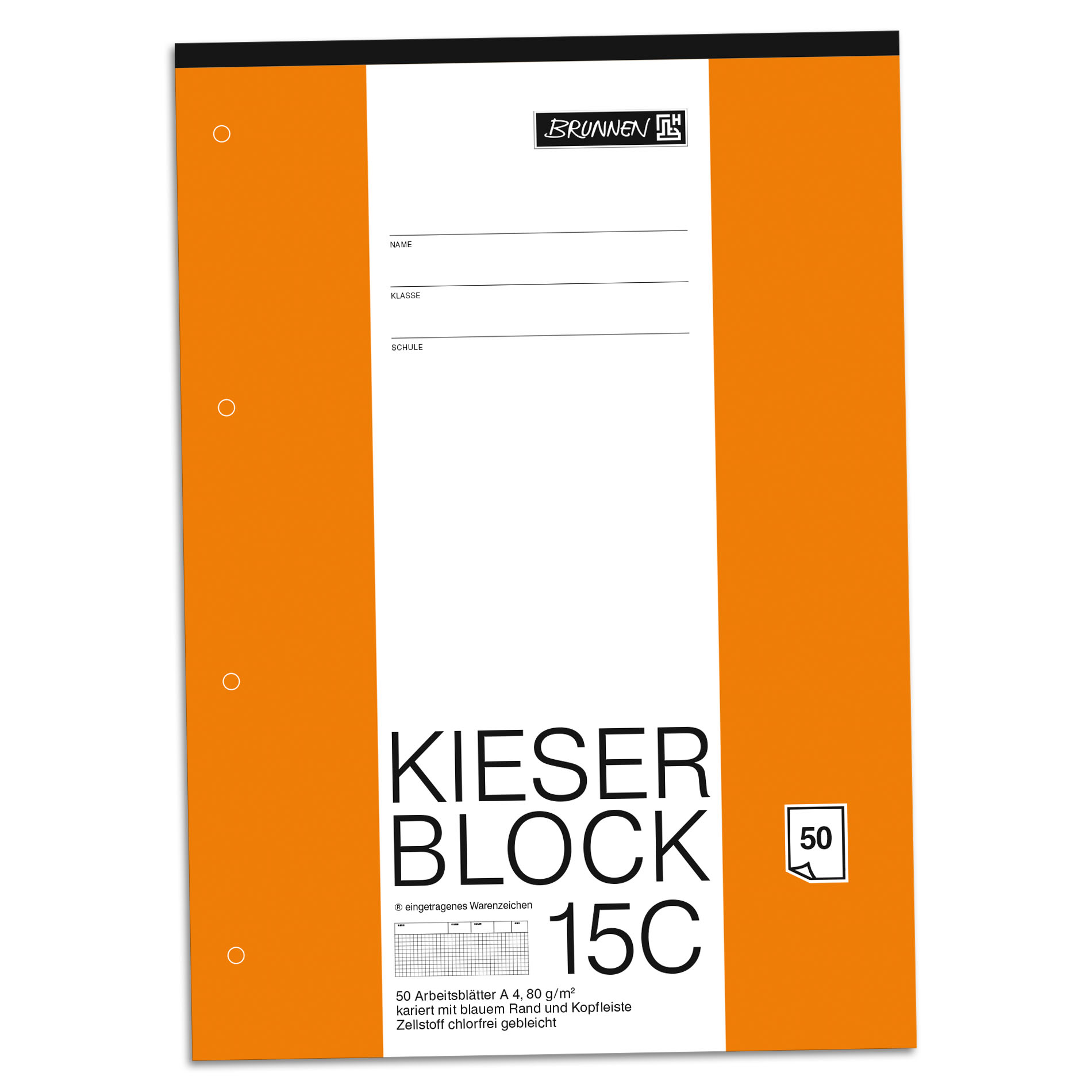 BRUNNEN Kieserblock 15 C Lineatur 22 kariert A4 50 Blatt...