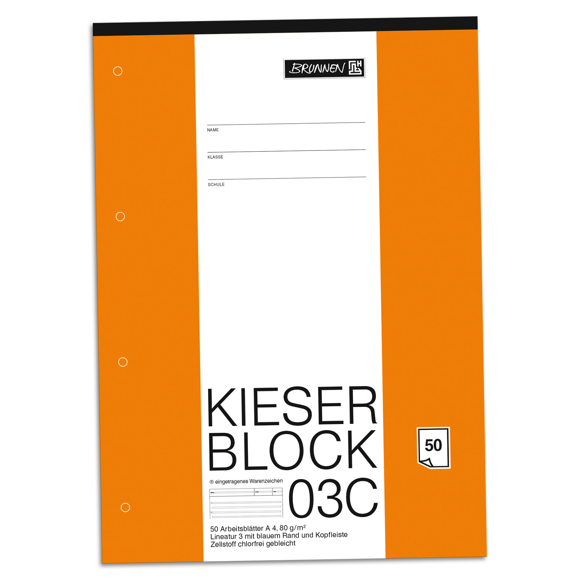 BRUNNEN Kieserblock 03 C Lineatur 3 liniert A4 50 Blatt ...