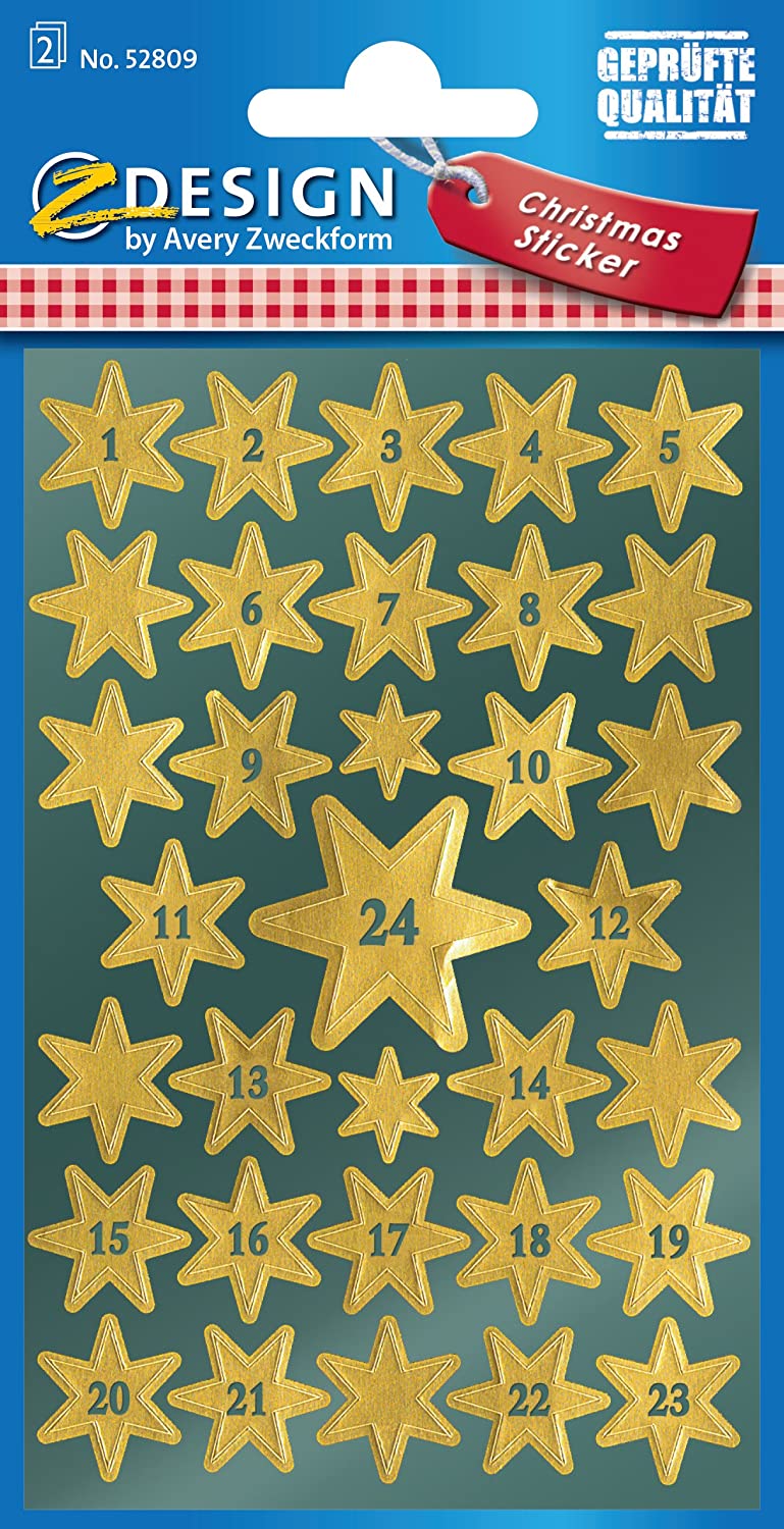 AVERY Zweckform ZDesign Adventskalender-Sticker "Sterne"...