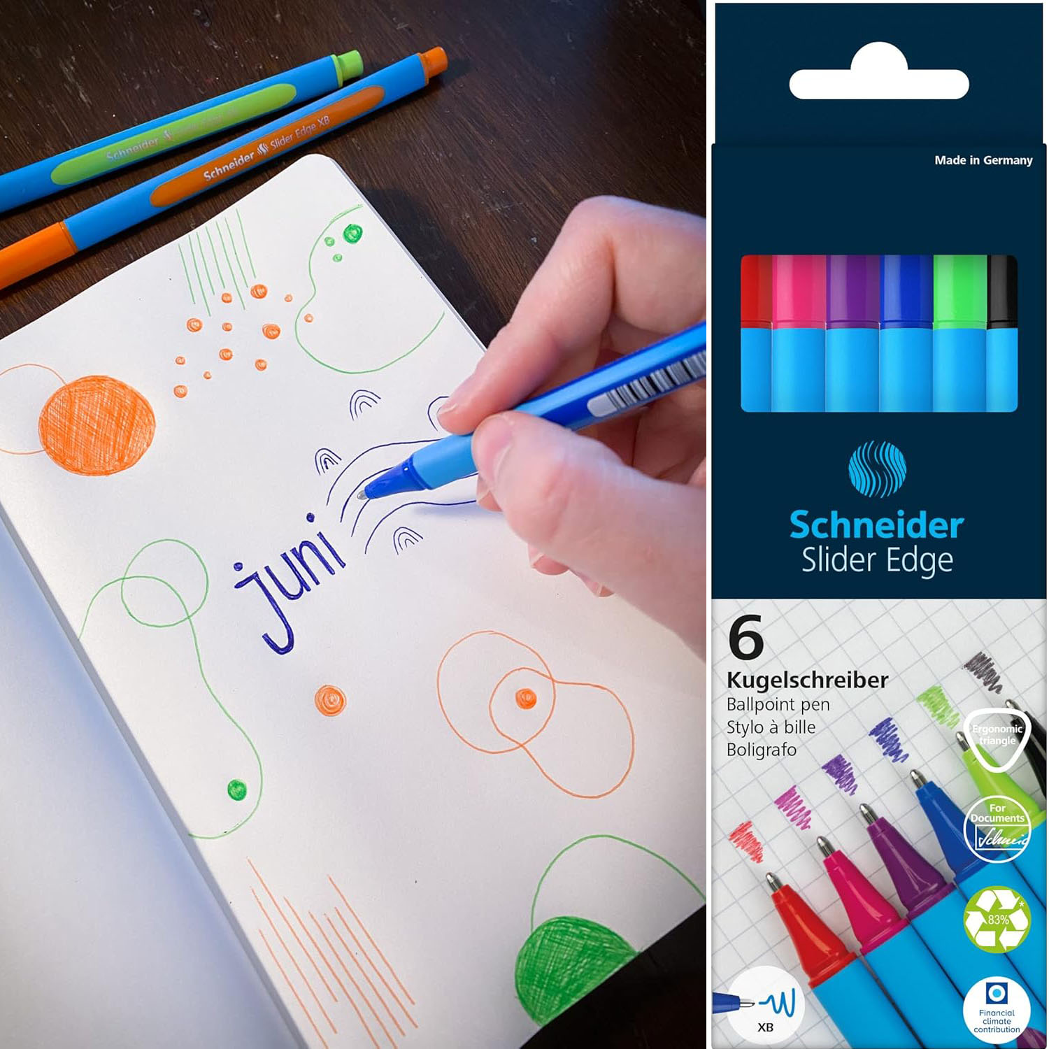 SCHNEIDER Kugelschreiber Slider Edge XB 6er Etui, Colours