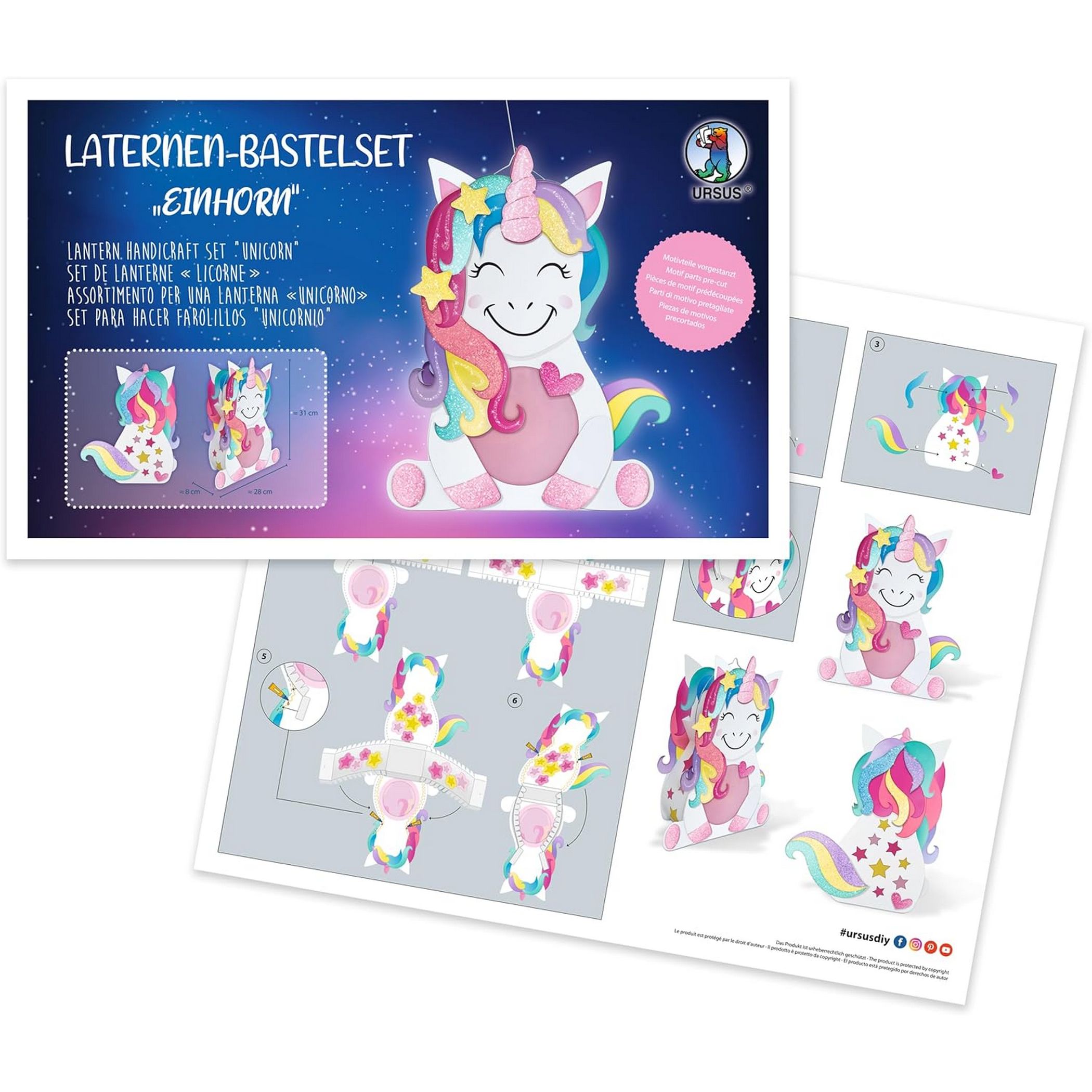URSUS Laternen Bastelset EINHORN