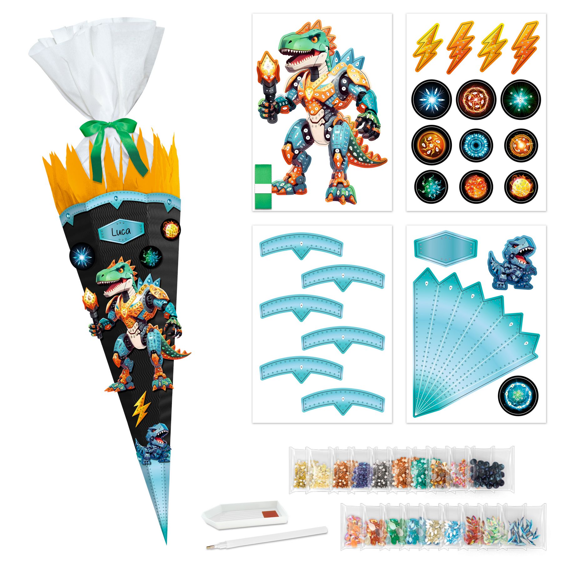 URSUS Diamond Painting Schult�ten Deko Set ROBO T-REX DI...