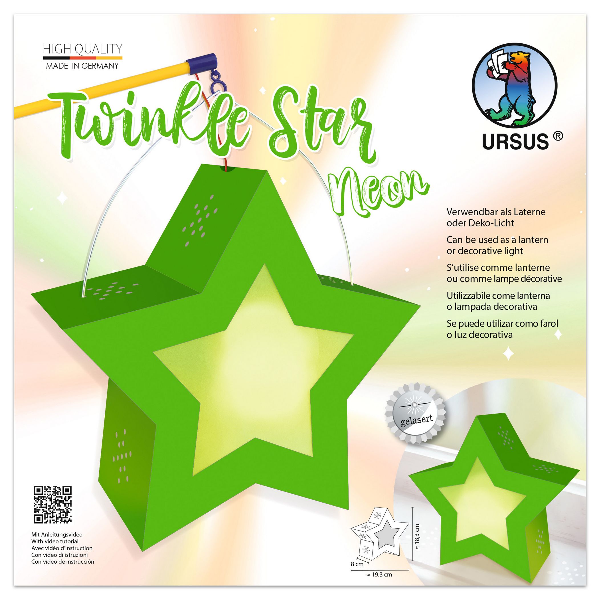 URSUS Twinkle Star Laternen-Bastelset NEON GR�N