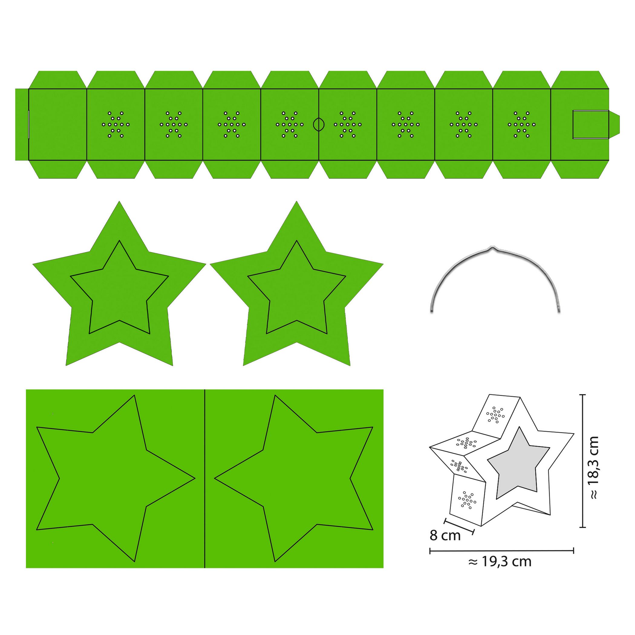 URSUS Twinkle Star Laternen-Bastelset NEON GR�N