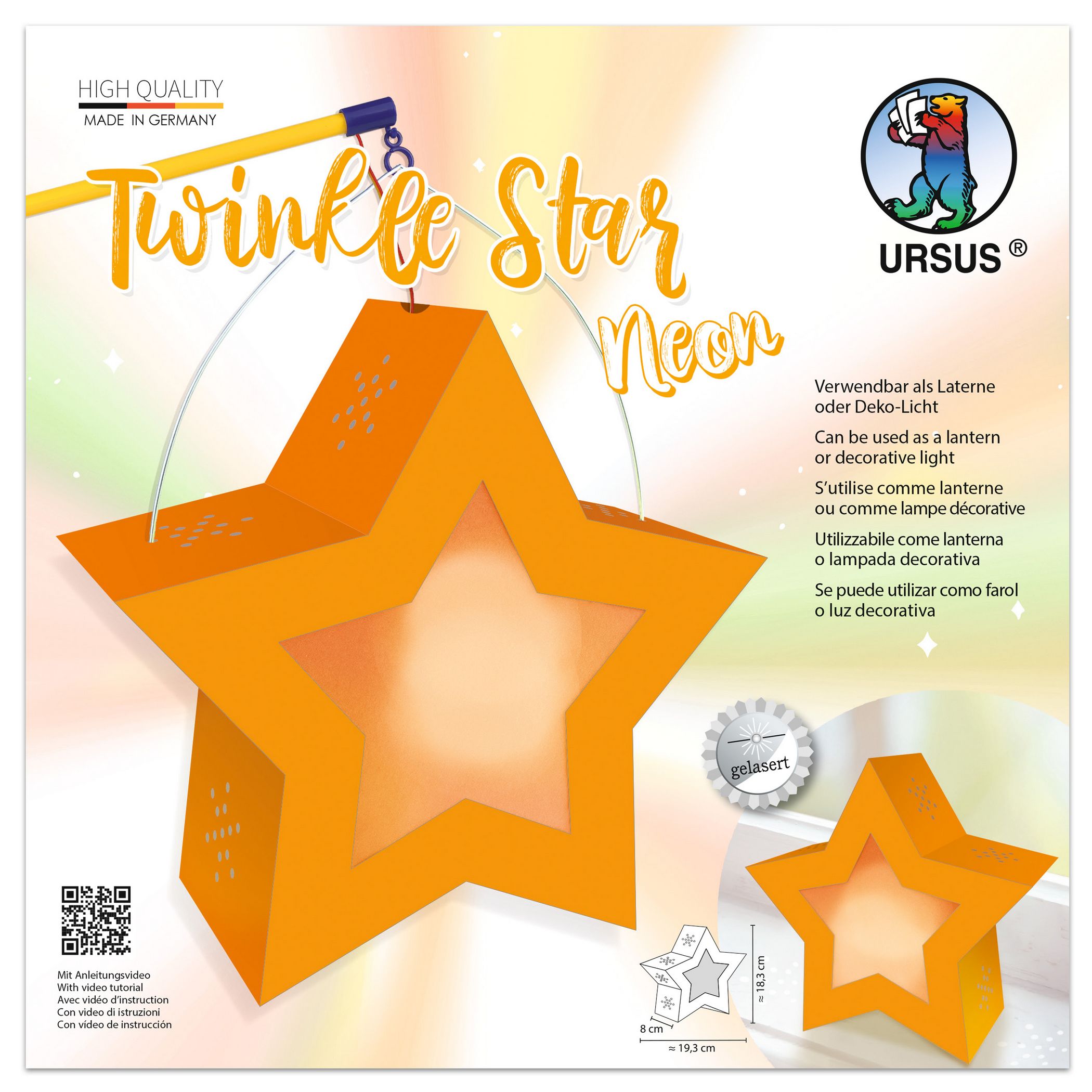URSUS Twinkle Star Laternen-Bastelset NEON ORANGE