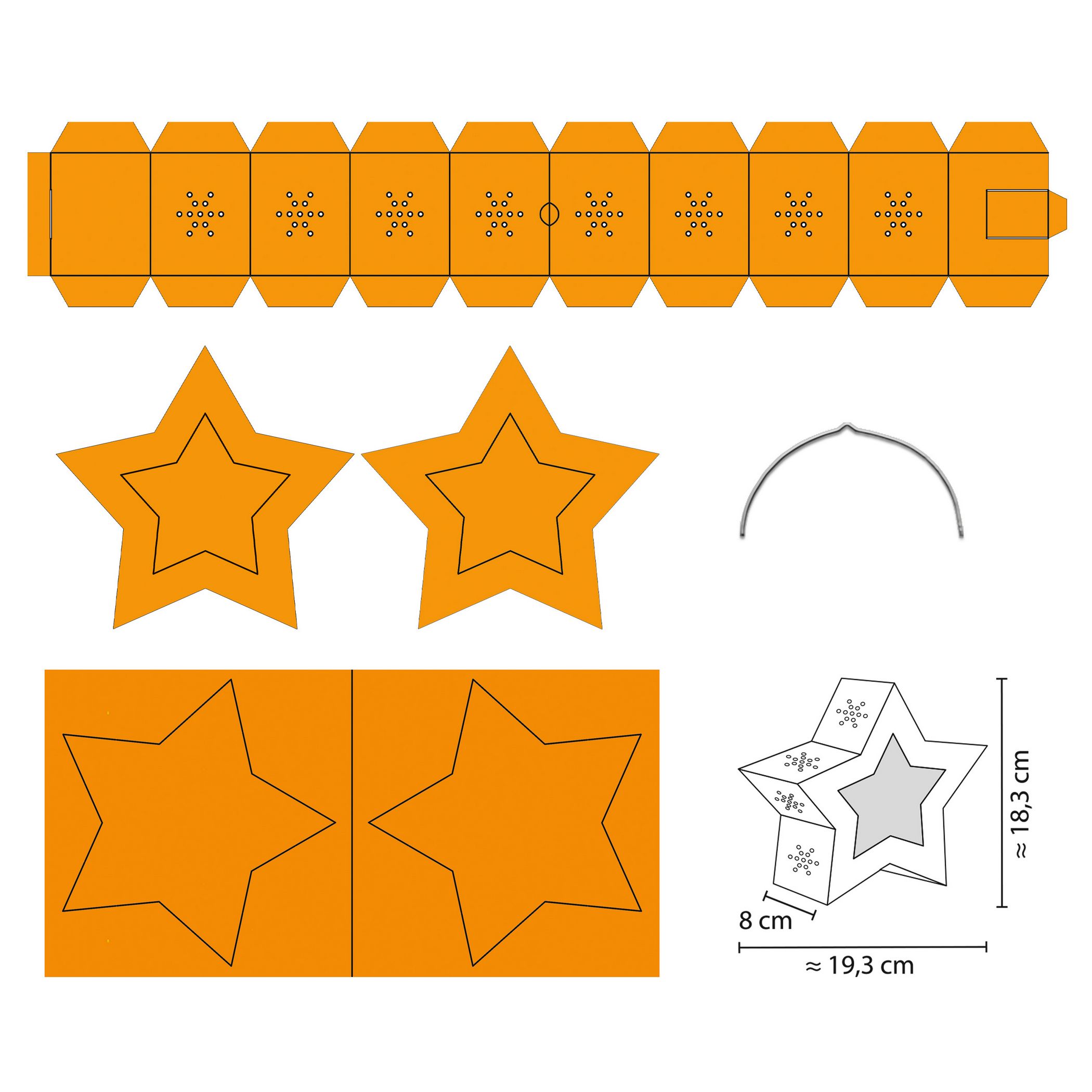URSUS Twinkle Star Laternen-Bastelset NEON ORANGE