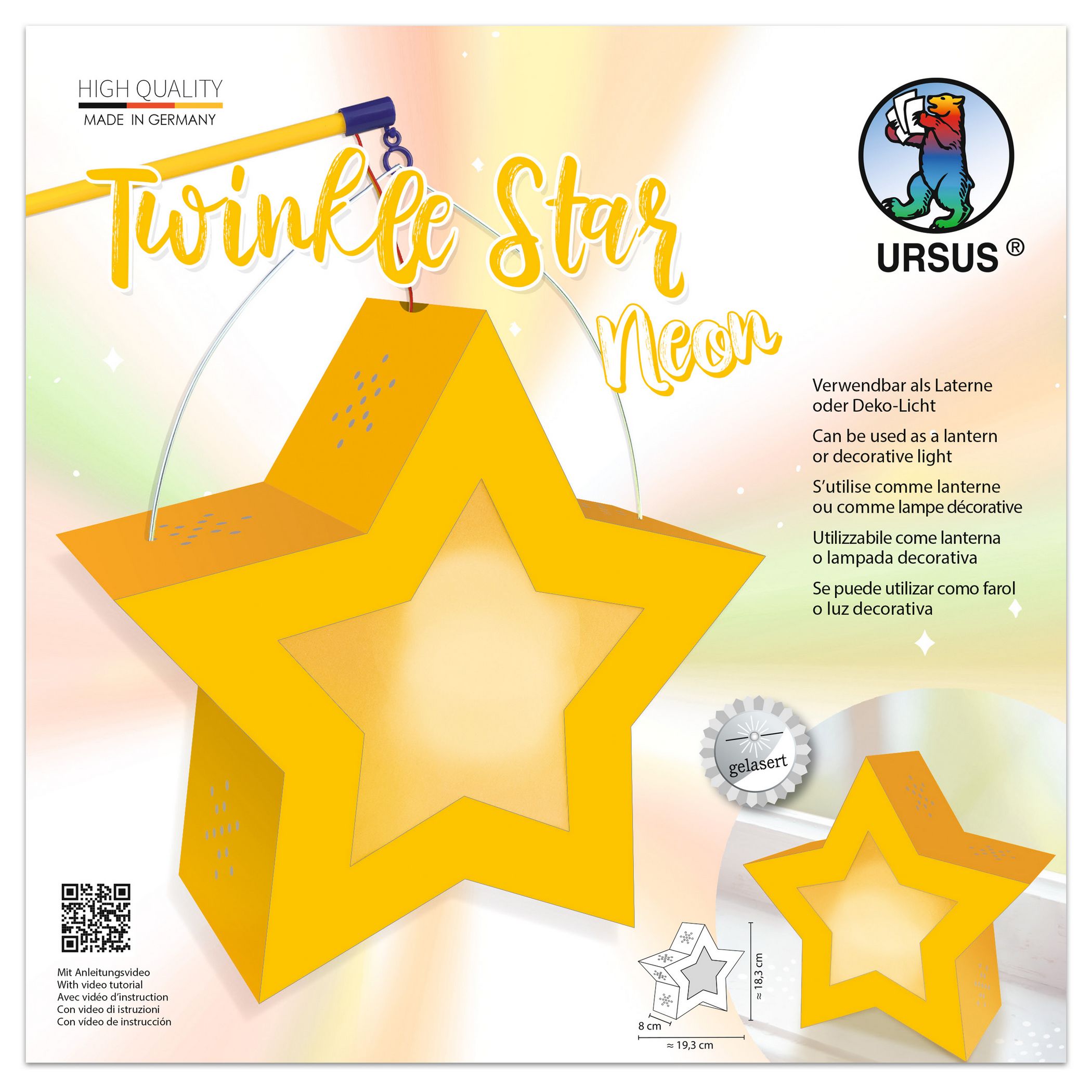 URSUS Twinkle Star Laternen-Bastelset NEON GELB