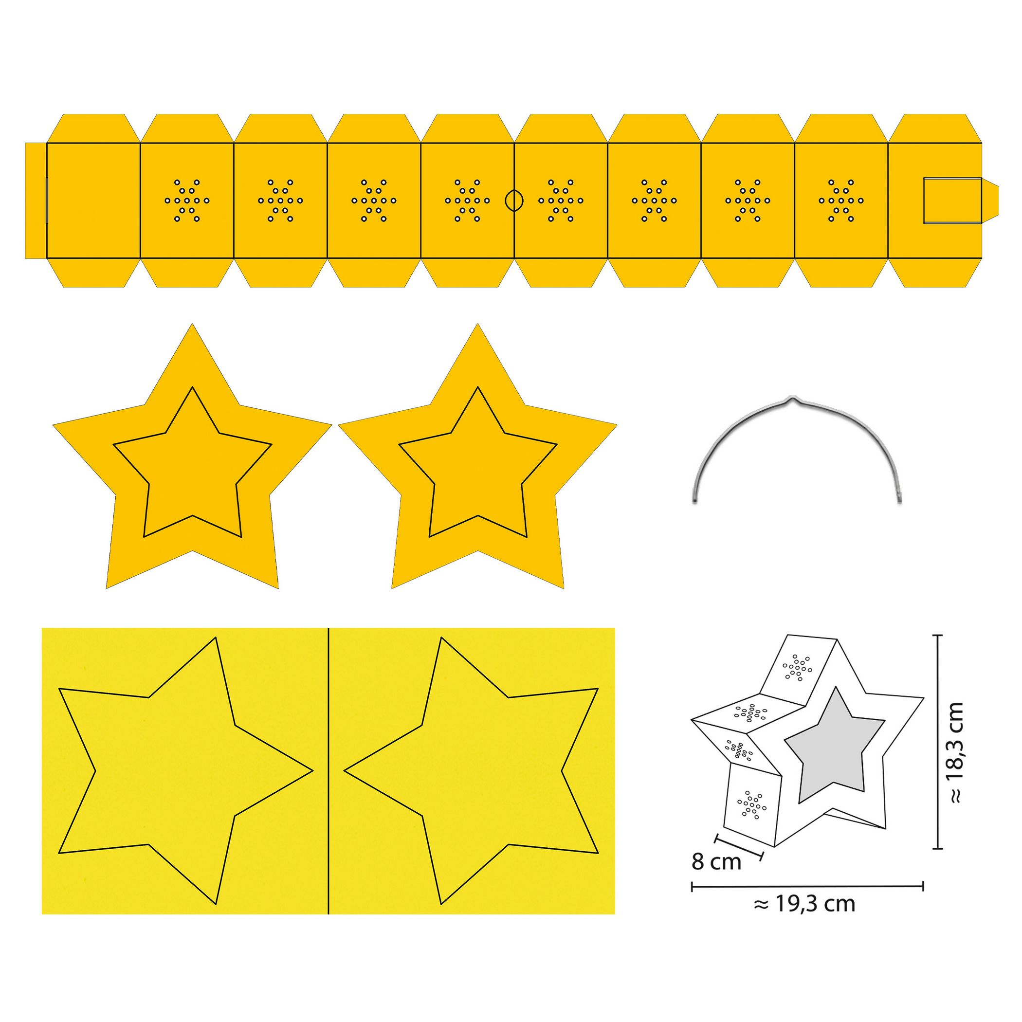 URSUS Twinkle Star Laternen-Bastelset NEON GELB