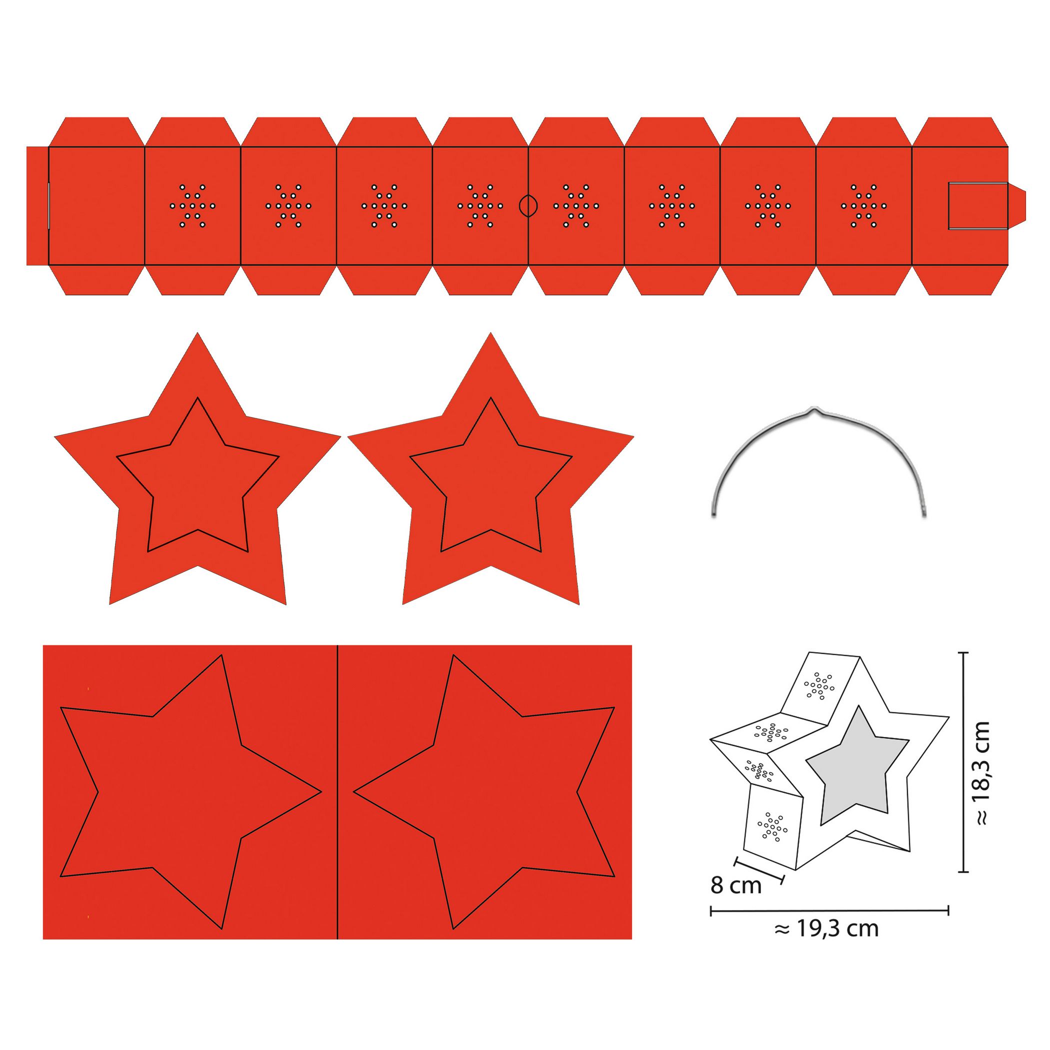URSUS Twinkle Star Laternen-Bastelset NEON ROT