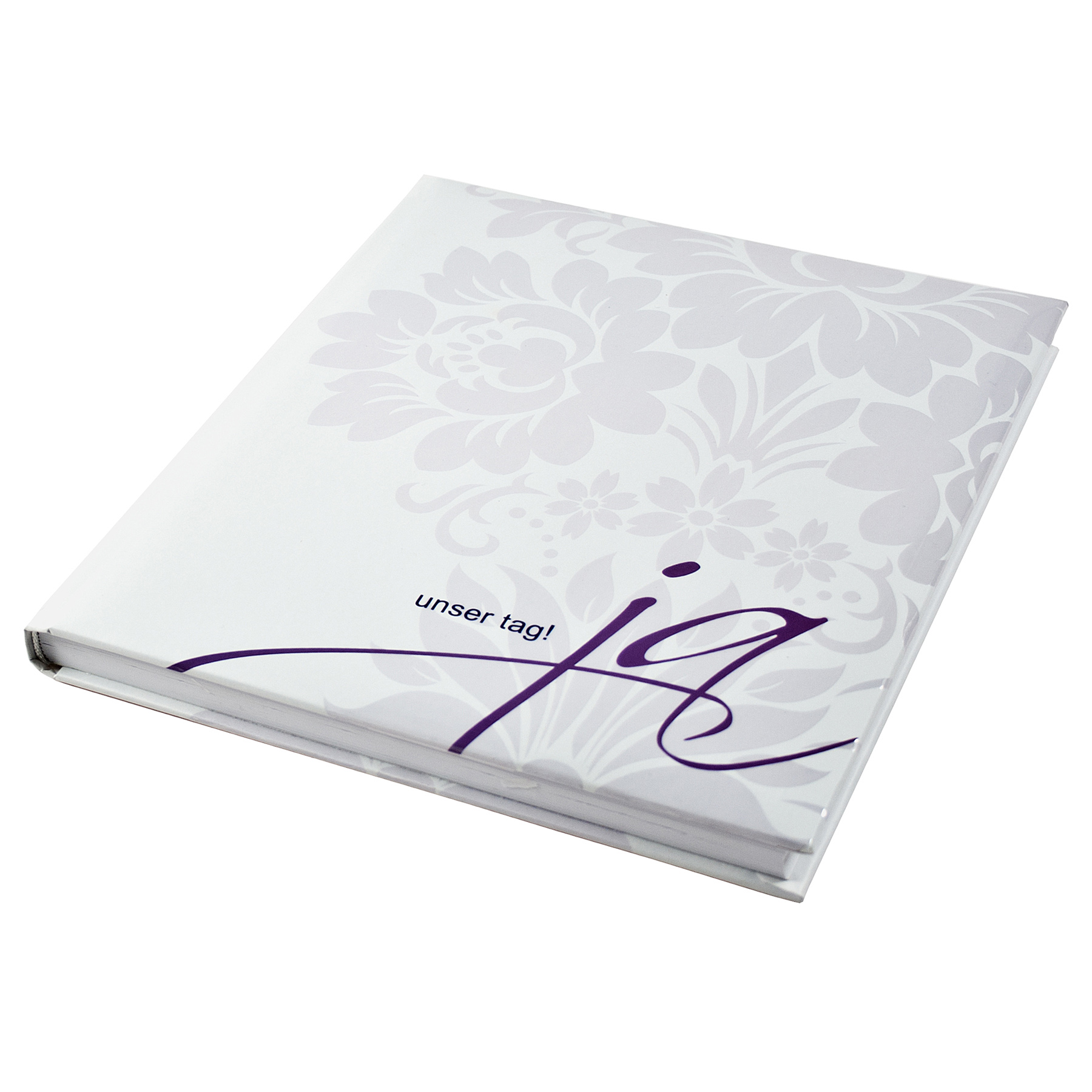 G�stebuch Hochzeit Ja weiss flieder Kunstdruck mit Relie...