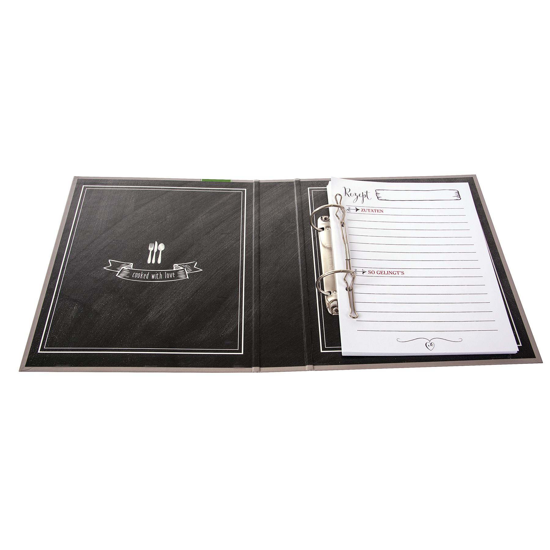 Ringbuch Rezepte 2-Ring Motiv Bon Appetit schwarz Kunstd...