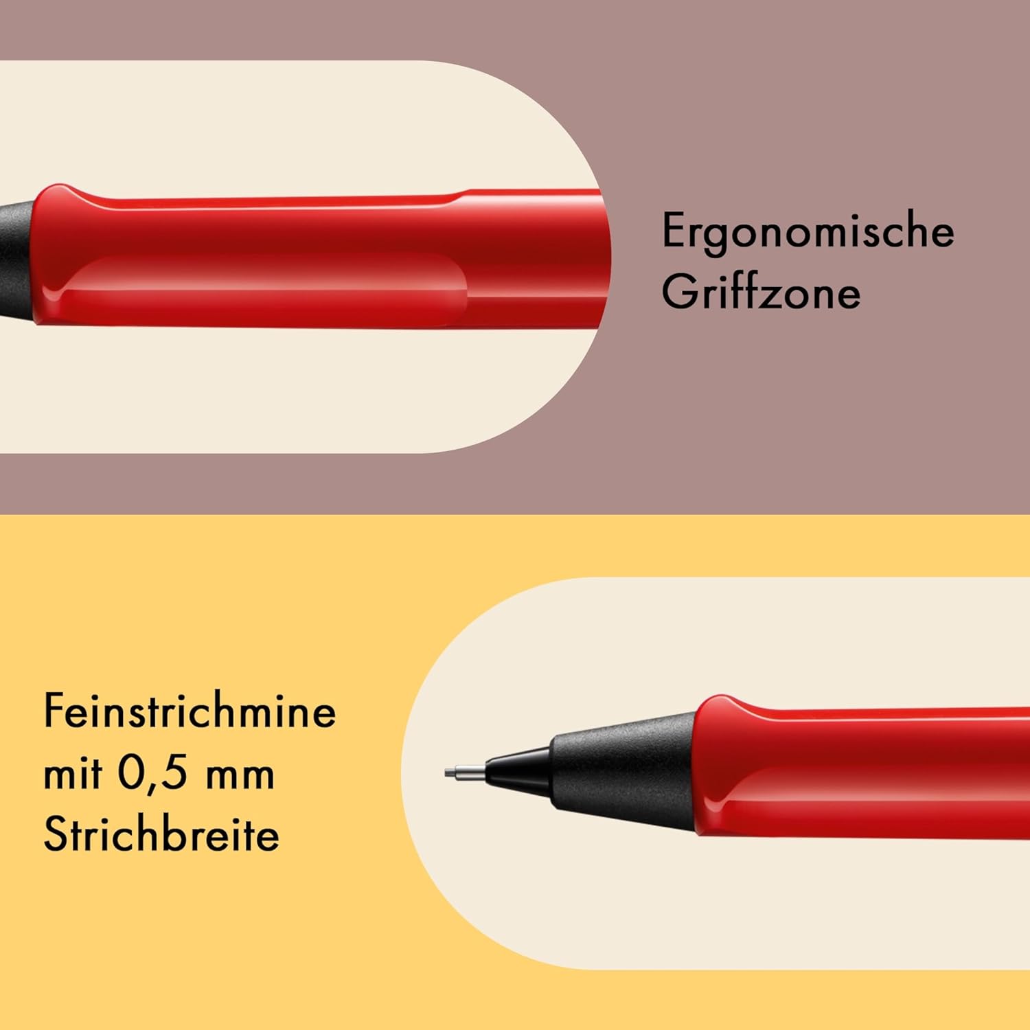 LAMY Druckbleistift Safari ROT mit Mine 0,5mm und Radier...