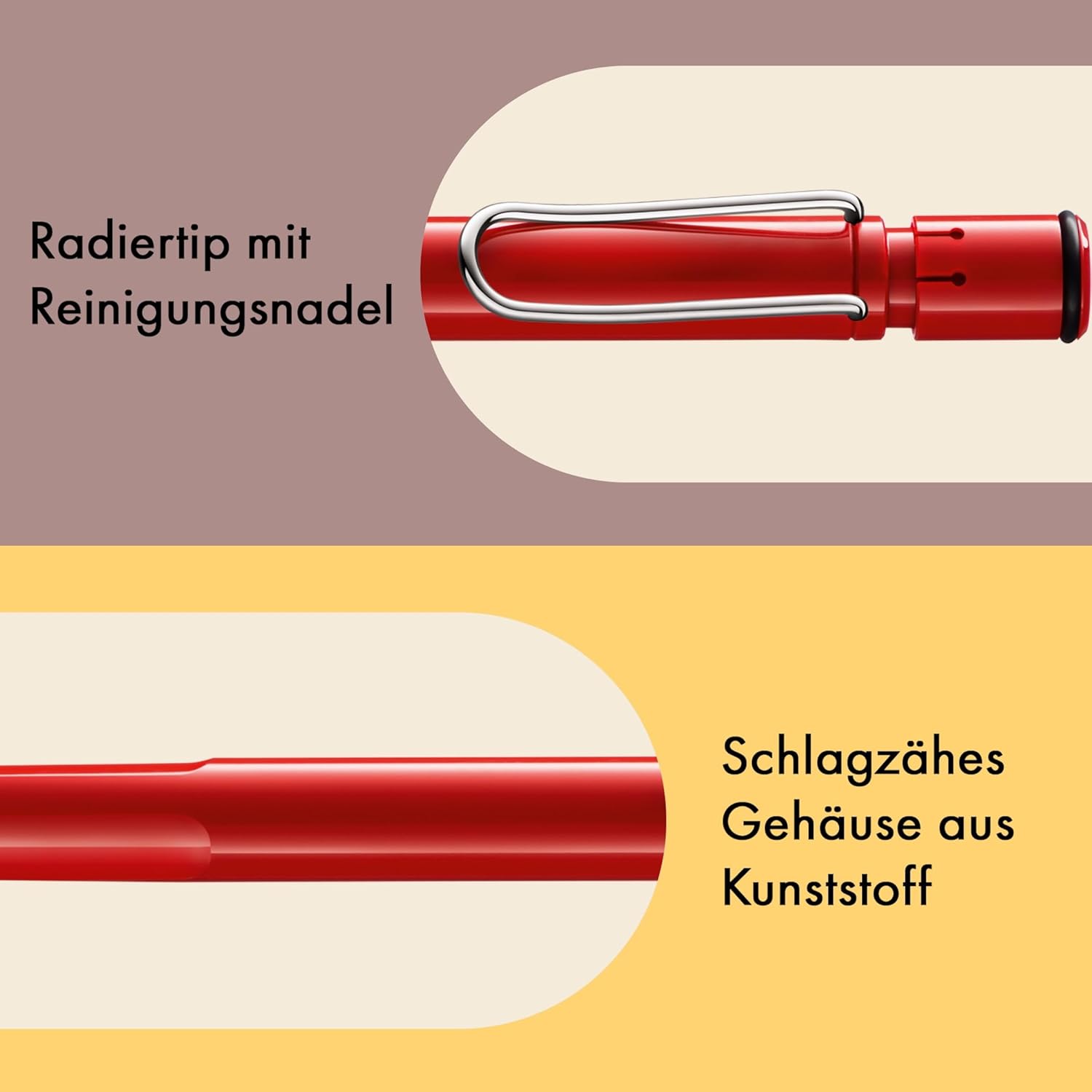 LAMY Druckbleistift Safari ROT mit Mine 0,5mm und Radier...
