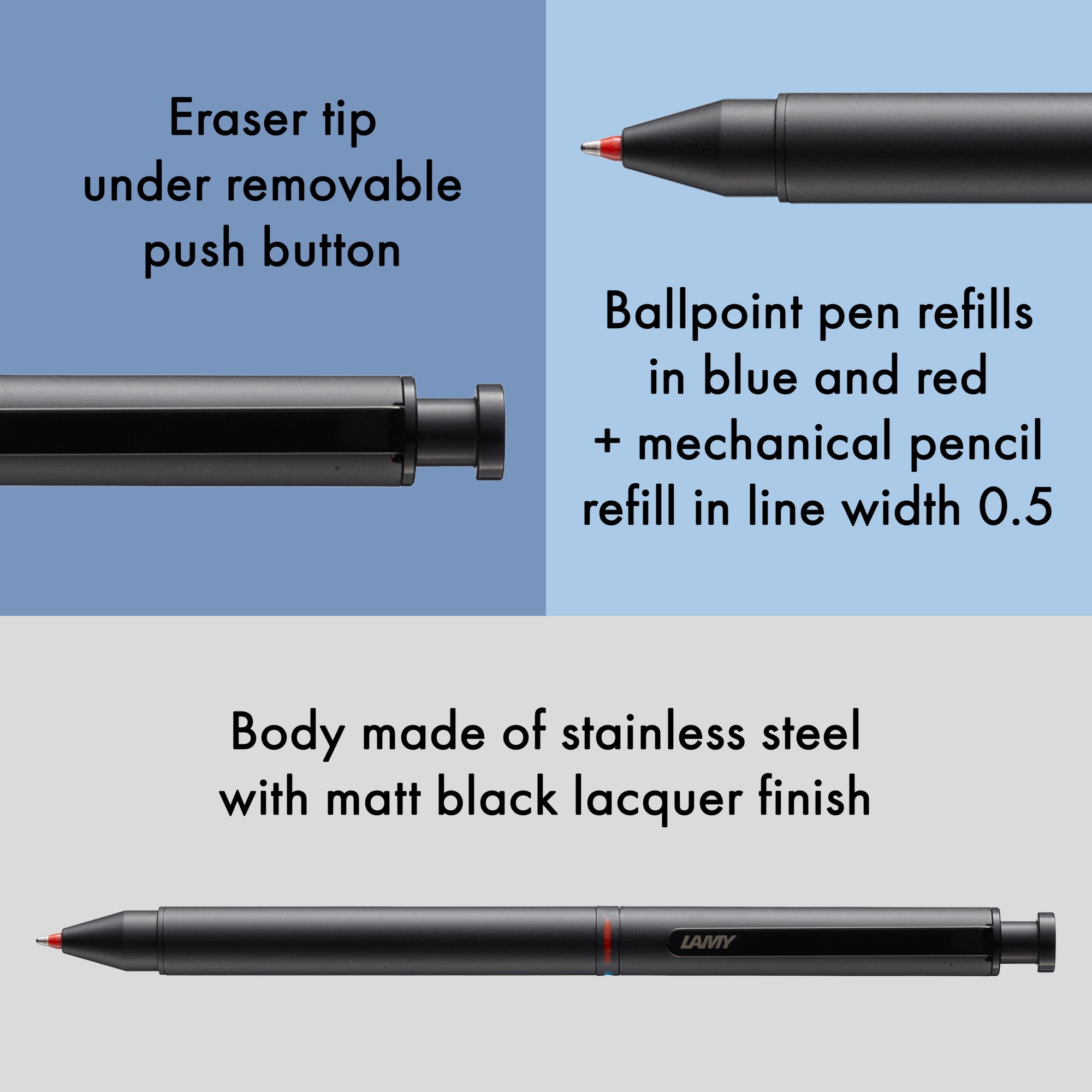 LAMY Edelstahl Druckbleistift und Kugelschreiber in Eine...