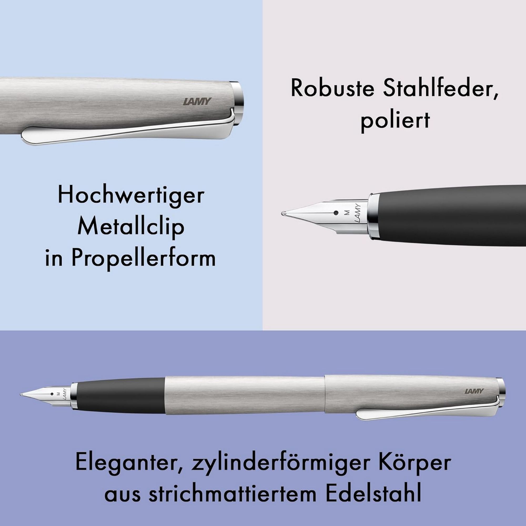 LAMY studio brushed F�ller Clip Stahlfeder Strichbreite ...