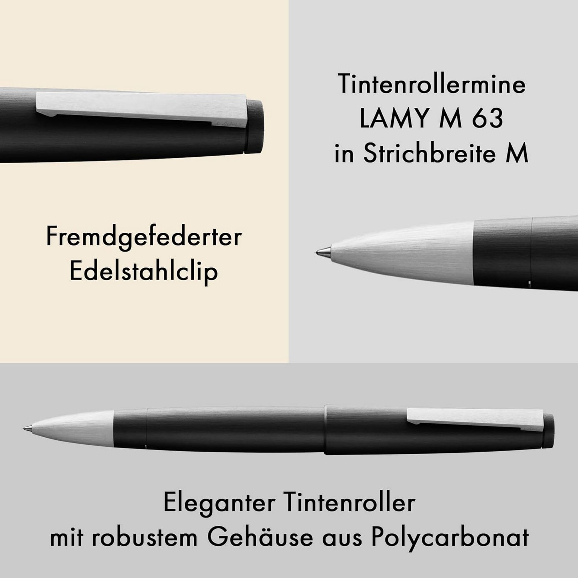 LAMY 2000 black Tintenroller Polycarbonat Geh�use St�rke...