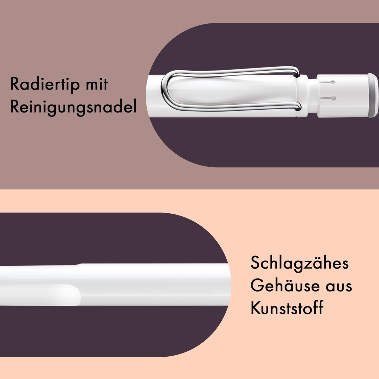 LAMY Druckbleistift Safari WEI� mit Mine 0,5mm und Radie...
