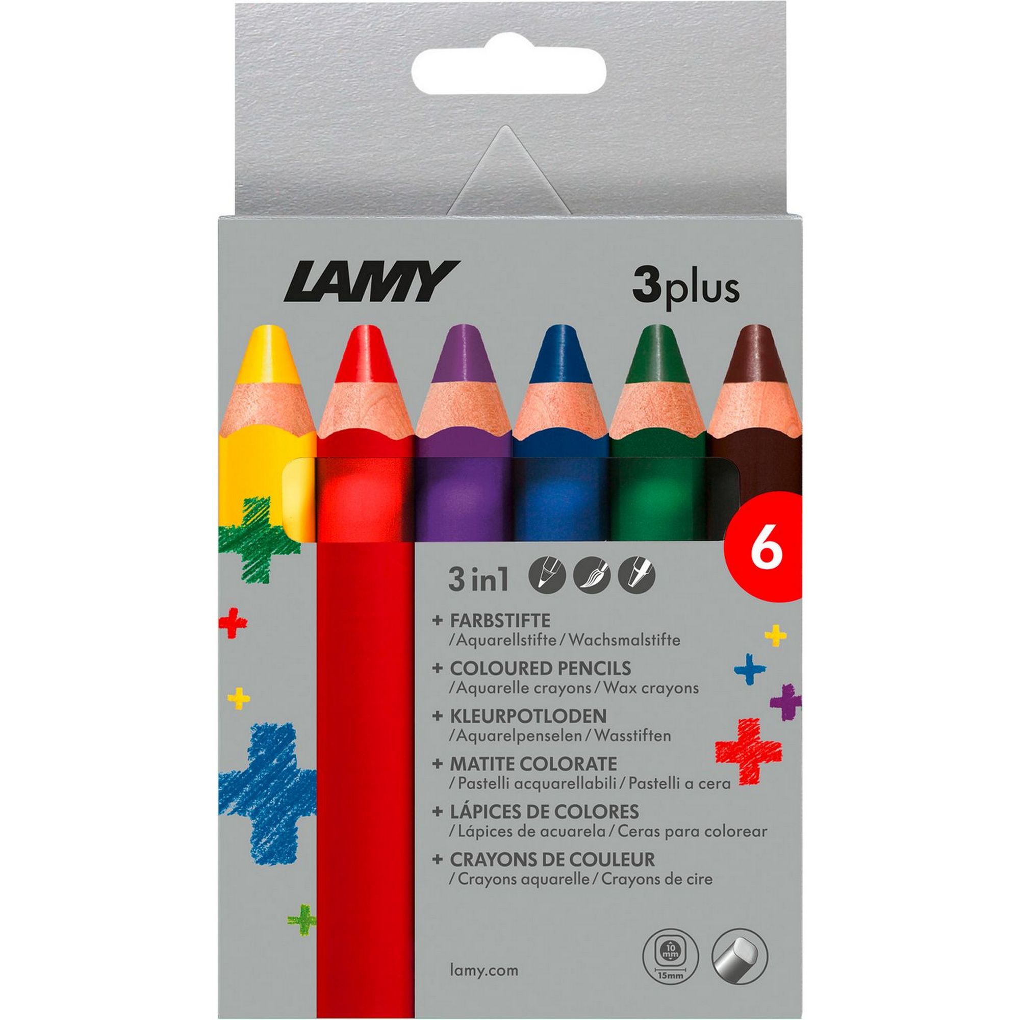 LAMY 6er Set Farb-, Aquarell- & Wachsmalstift in Einem -...