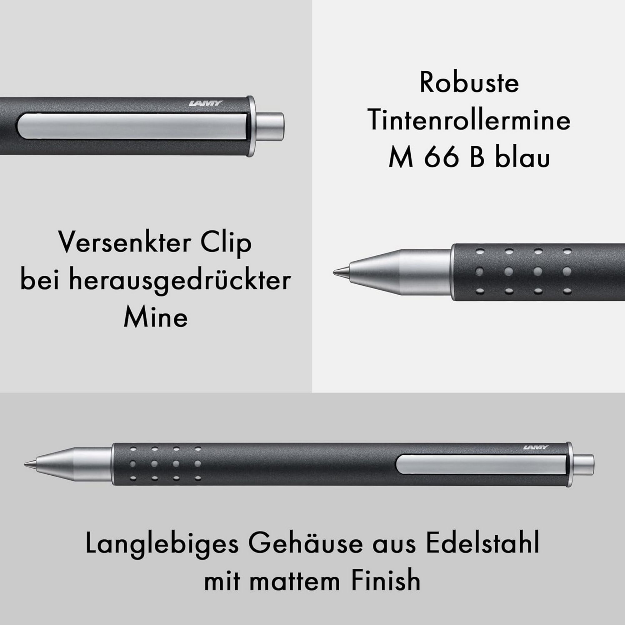 LAMY swift anthrazit Tintenroller Edelstahl Strichbreite...