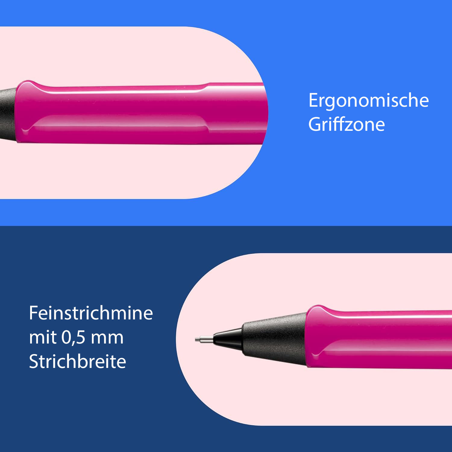 LAMY Druckbleistift Safari PINK mit Mine 0,5mm und Radie...