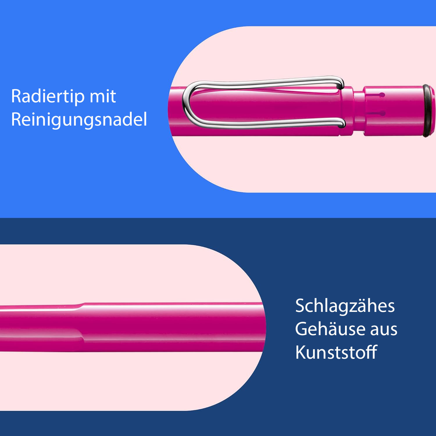 LAMY Druckbleistift Safari PINK mit Mine 0,5mm und Radie...