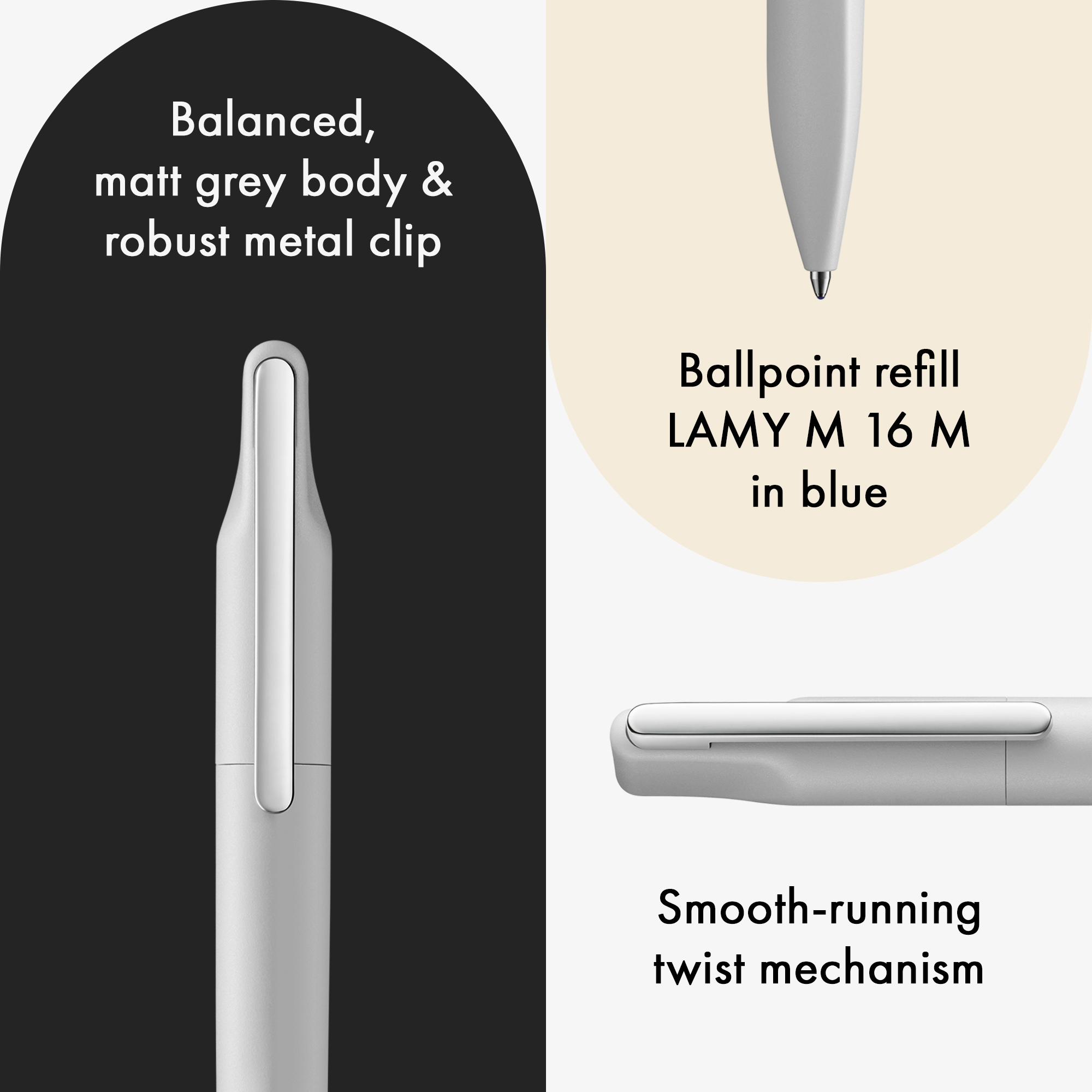 LAMY xevo grau Kugelschreiber Drehmechanik Metall Clip G...