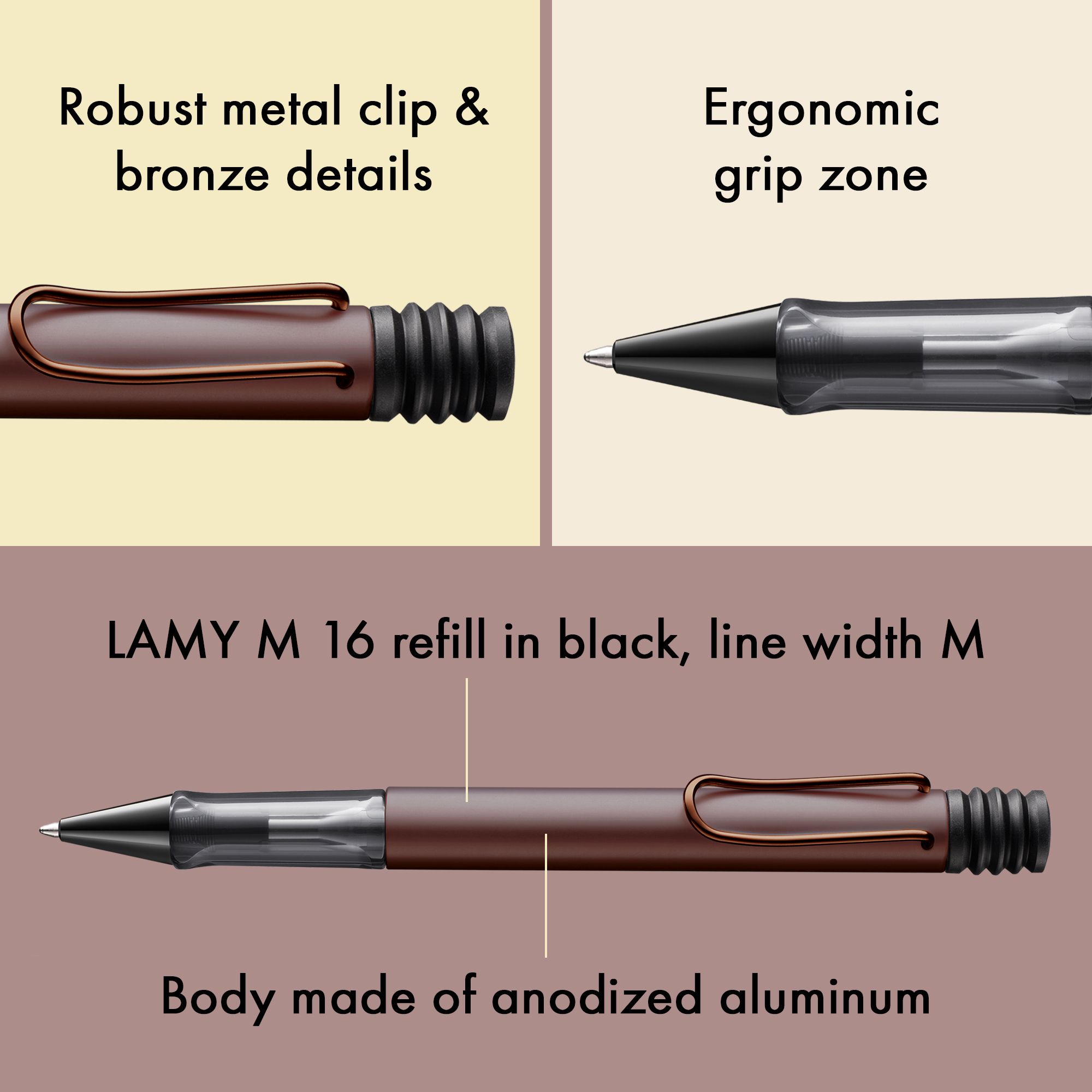 LAMY Lx marron Kugelschreiber Griff Alu Geh�use leicht G...