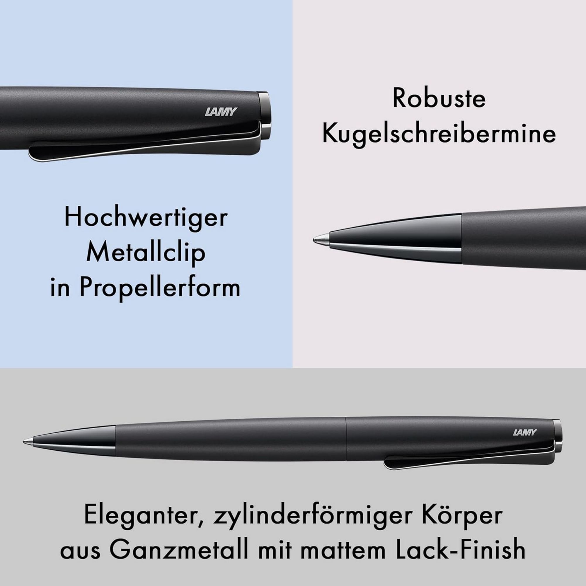 LAMY studio lx-all-black Kugelschreiber Edelstahl Clip G...