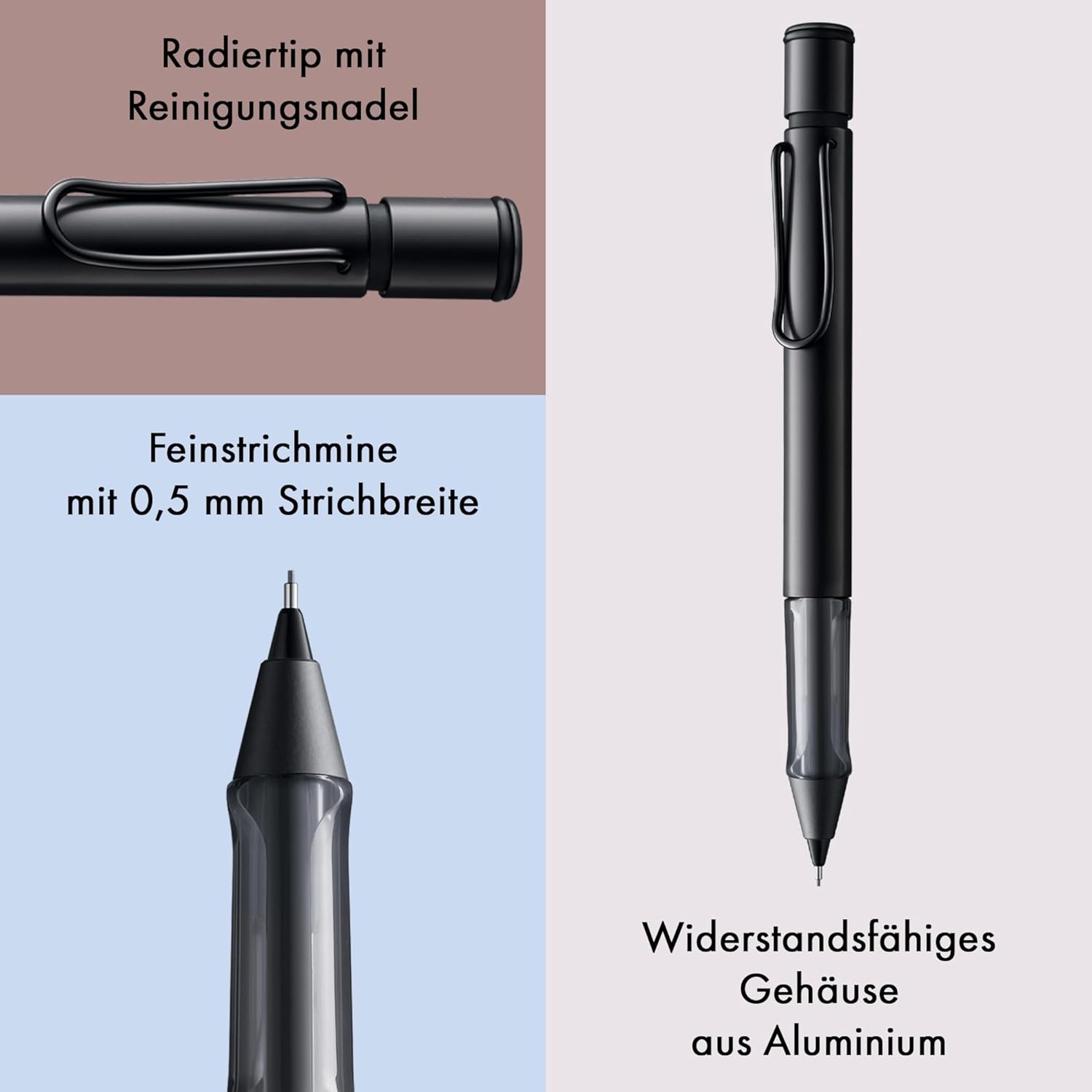 LAMY Druckbleistift AL Star SCHWARZ mit Mine 0,5mm und R...