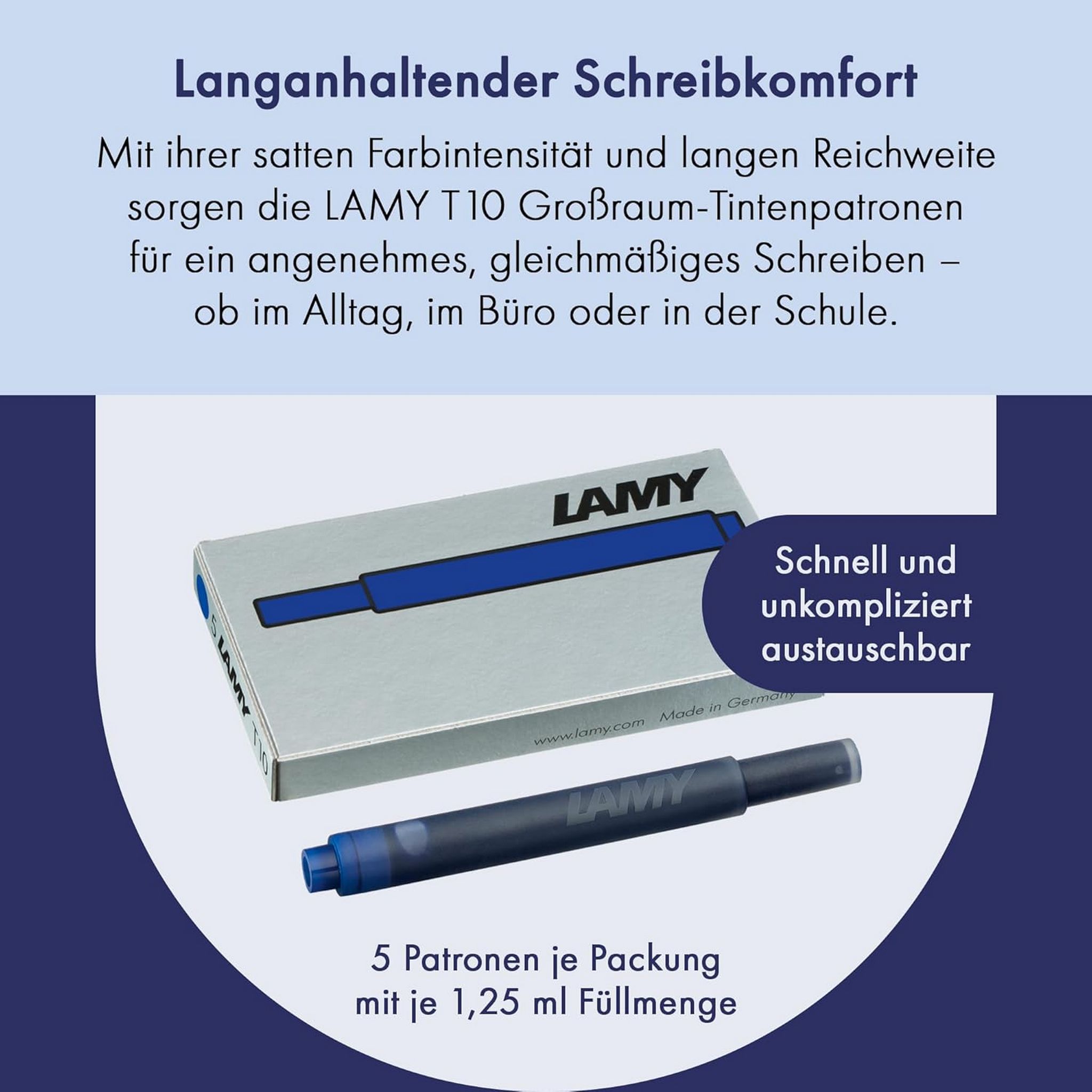 LAMY 4er Set - 20x Tintenpatronen T10 825 BLAU l�schbar