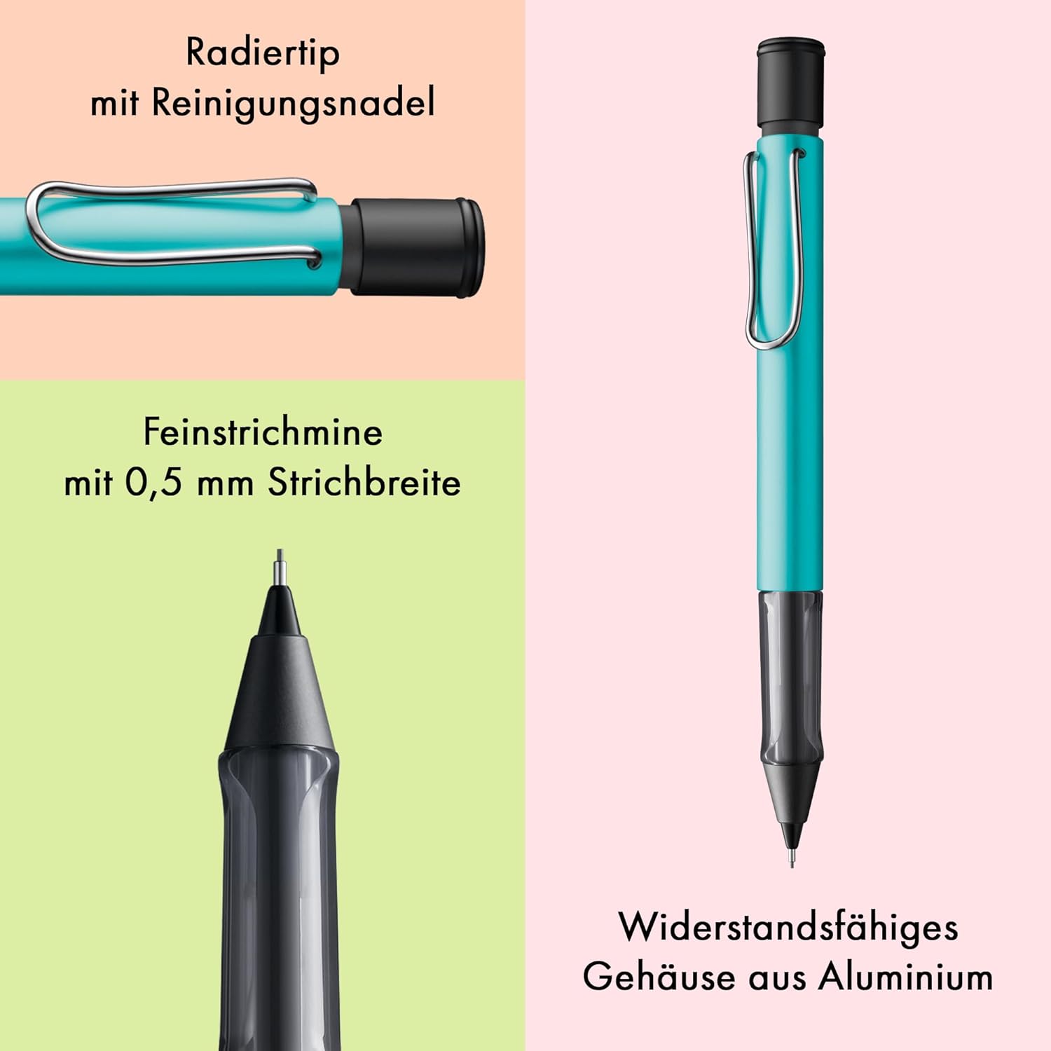 LAMY Druckbleistift AL Star TURMALINE mit Mine 0,5mm und...