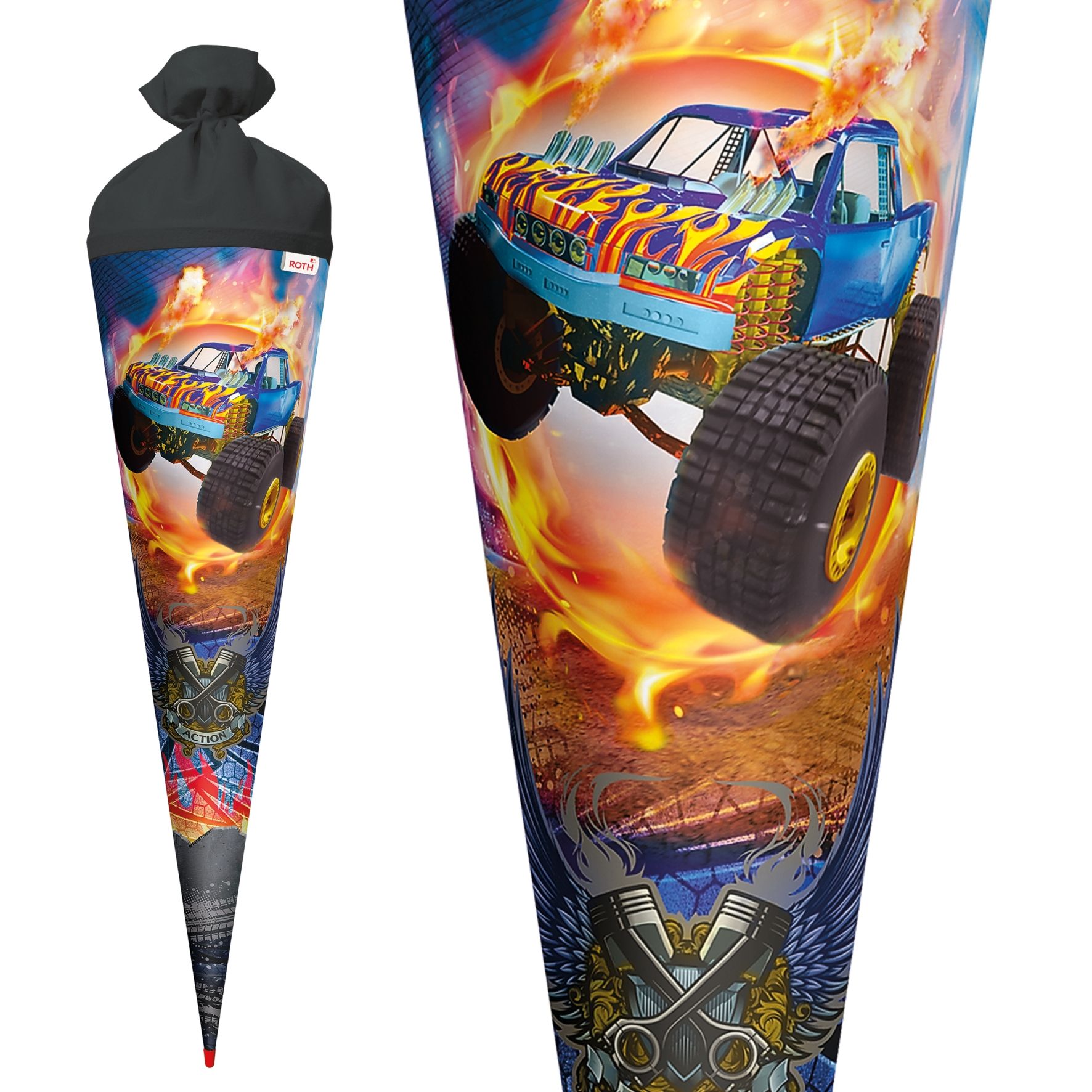 Roth Monstertruck Fire Schult�te 70 cm rund Filzverschluss