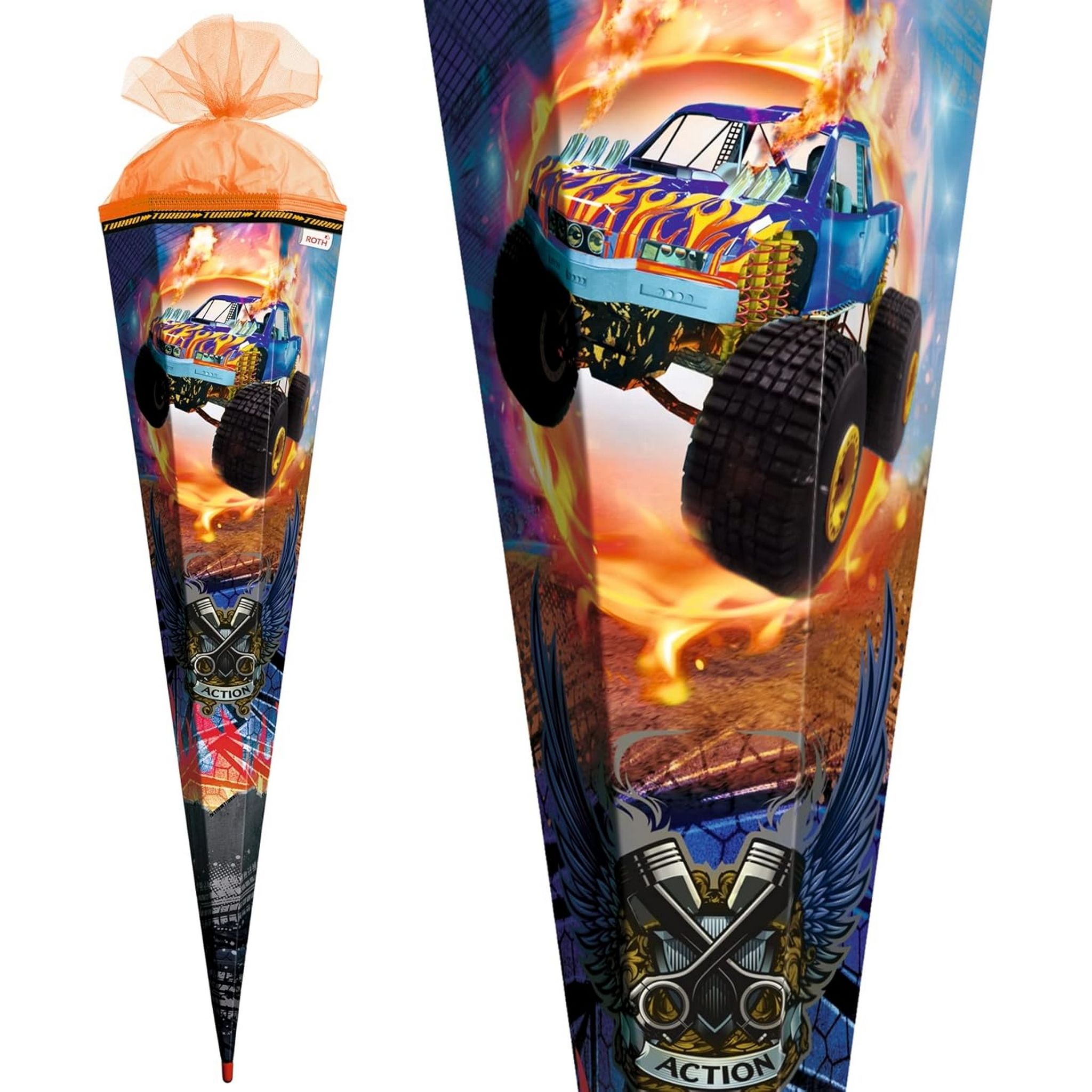 Roth Monstertruck Fire Schult�te 85 cm eckig T�llverschl...