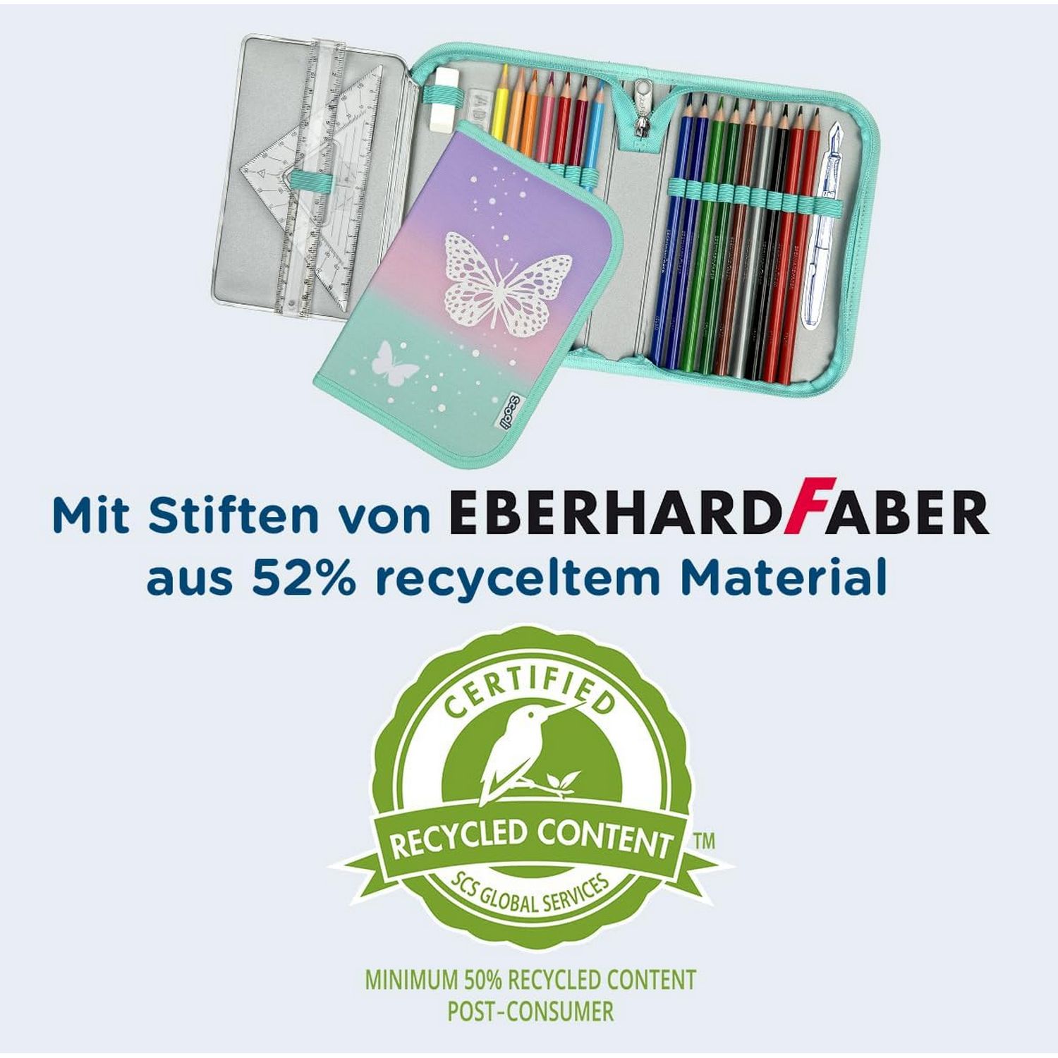Scooli gef�lltes Sch�leretui Butterfly Wishes