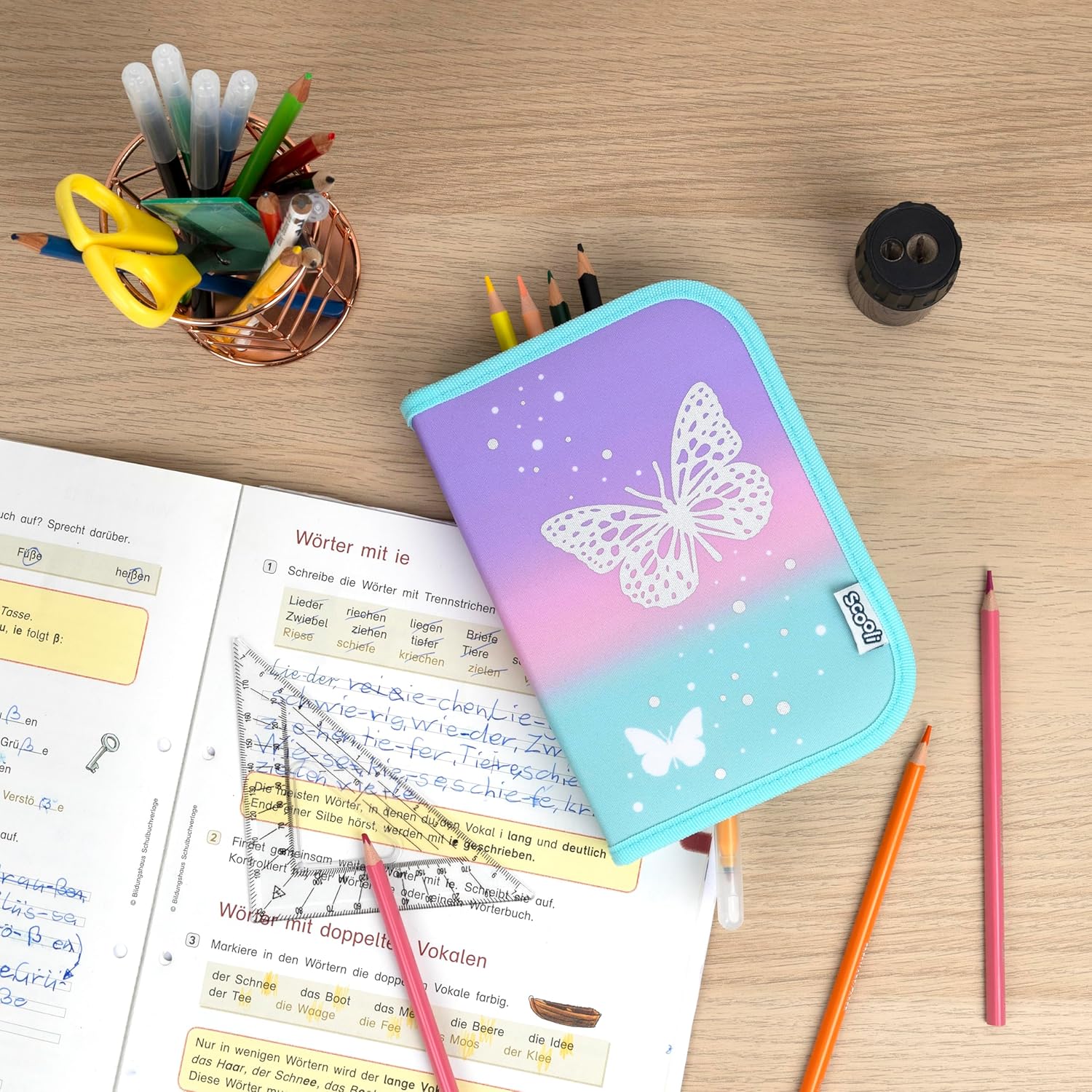Scooli gef�lltes Sch�leretui Butterfly Wishes