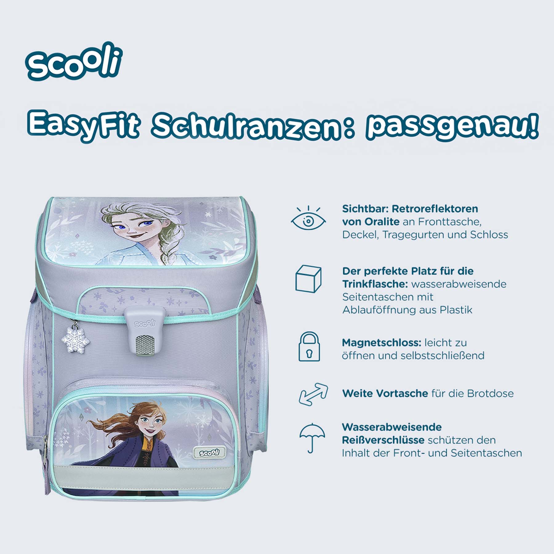 SCOOLI EasyFit Frozen Schulranzen Set, 5tlg.
