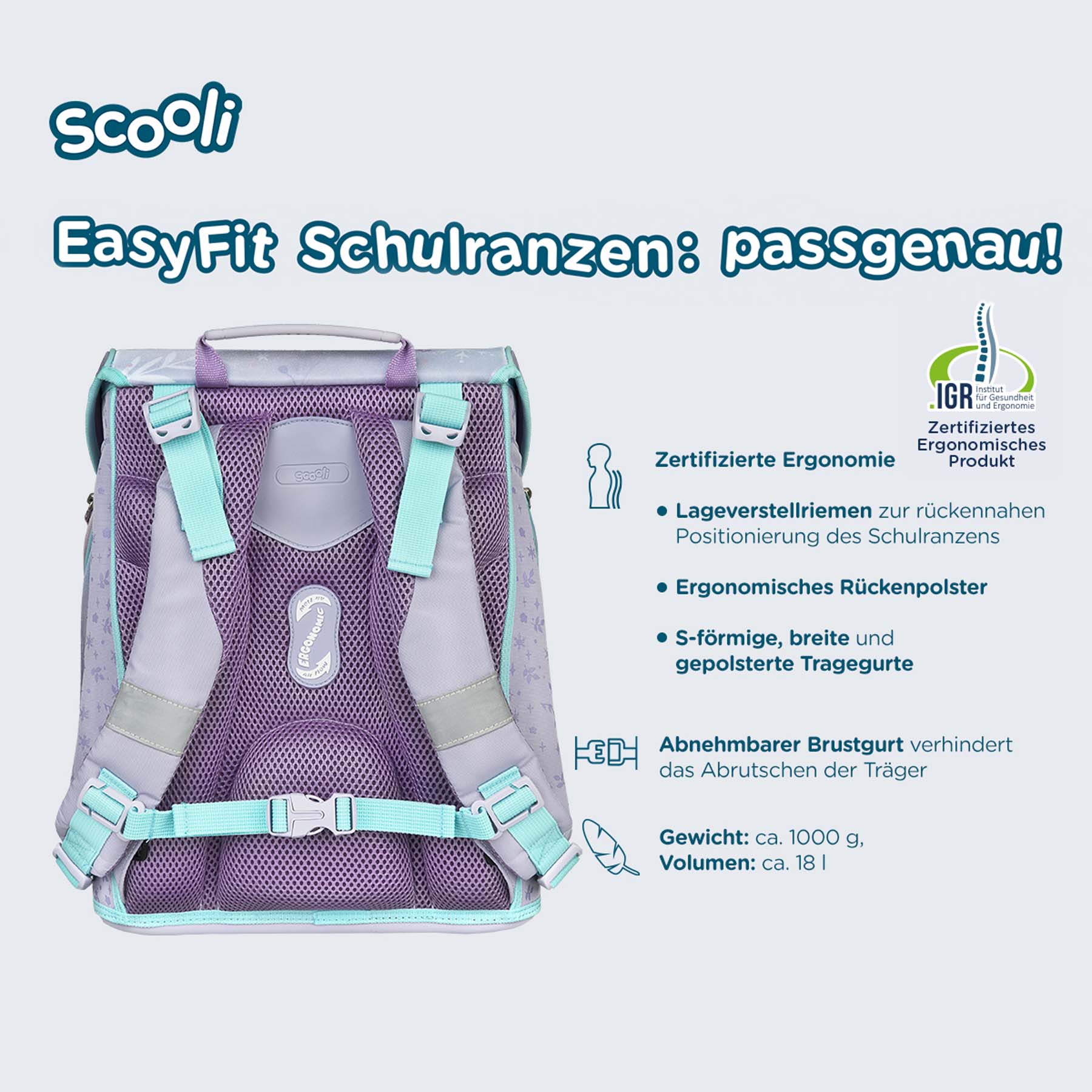 SCOOLI EasyFit Frozen Schulranzen Set, 5tlg.