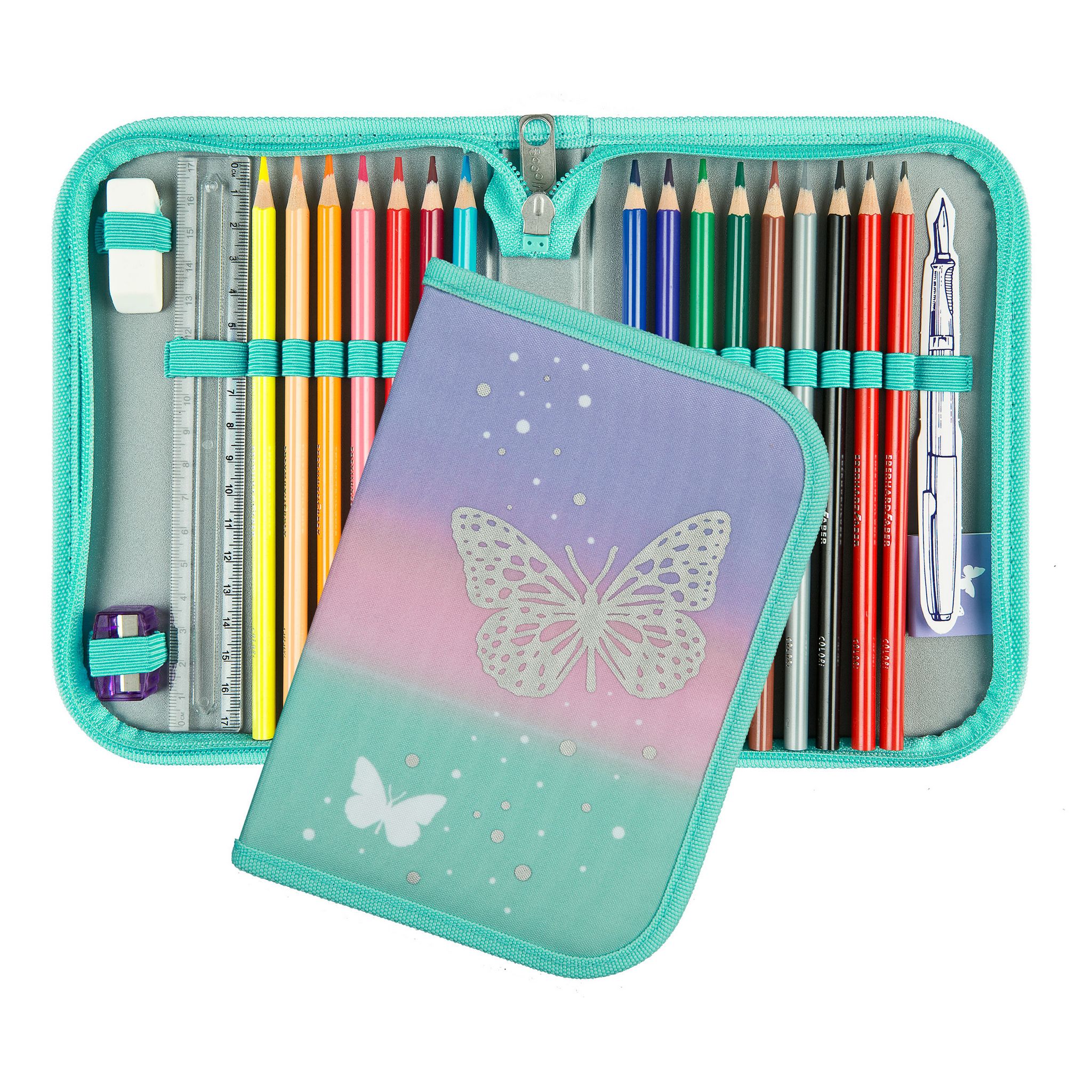 SCOOLI EasyStart Schmetterling Schulranzen Set, 5tlg.