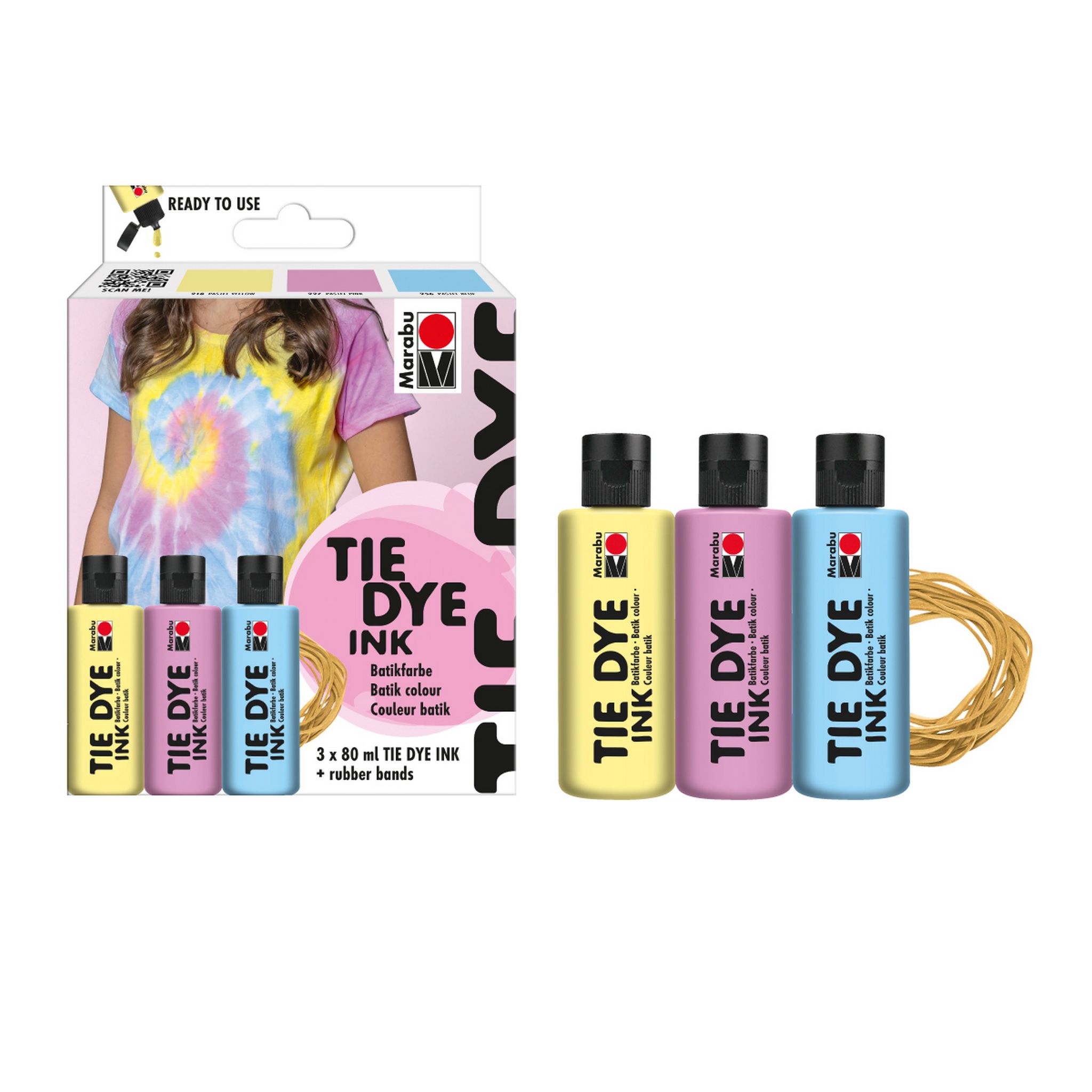 Marabu Tie Dye Ink Set 3 x 80 ml Pastel