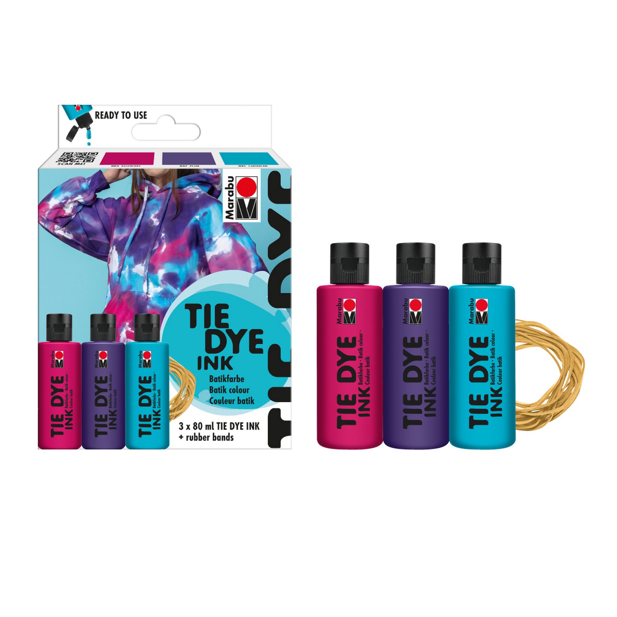 Marabu Tie Dye Ink Set 3 x 80 ml Trend