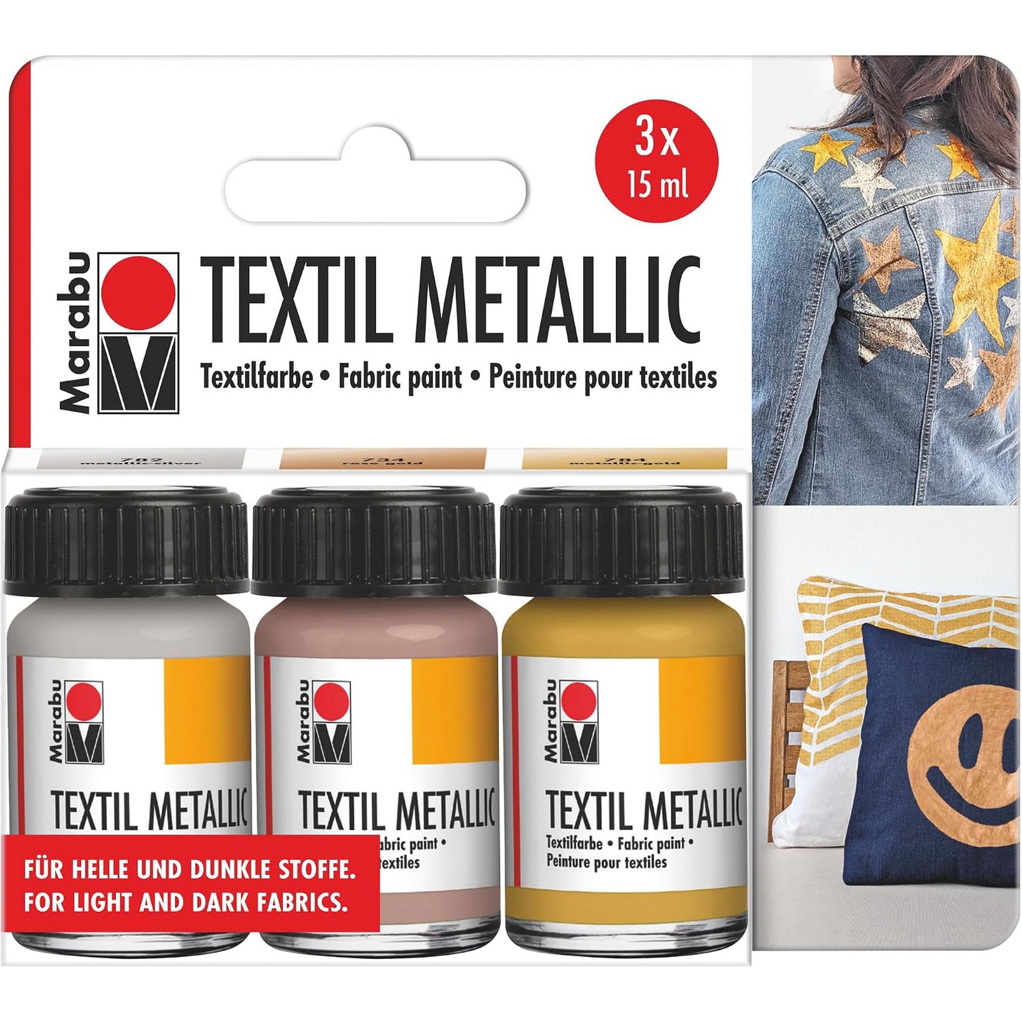 Marabu Textil Metallic Set 3 x 15 ml