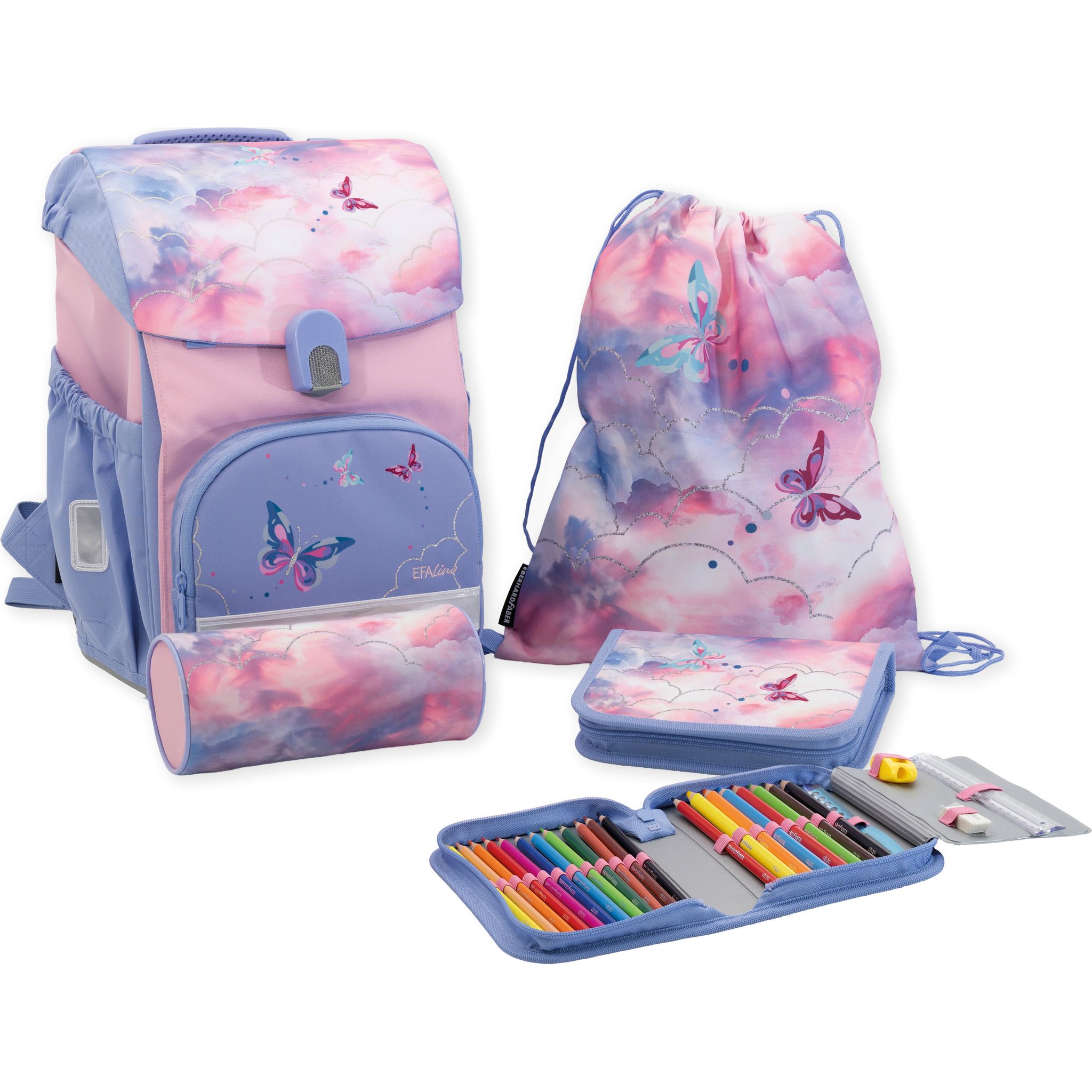 EBERHARD FABER Schulranzen Set EFAlino SCHMETTERLING III...