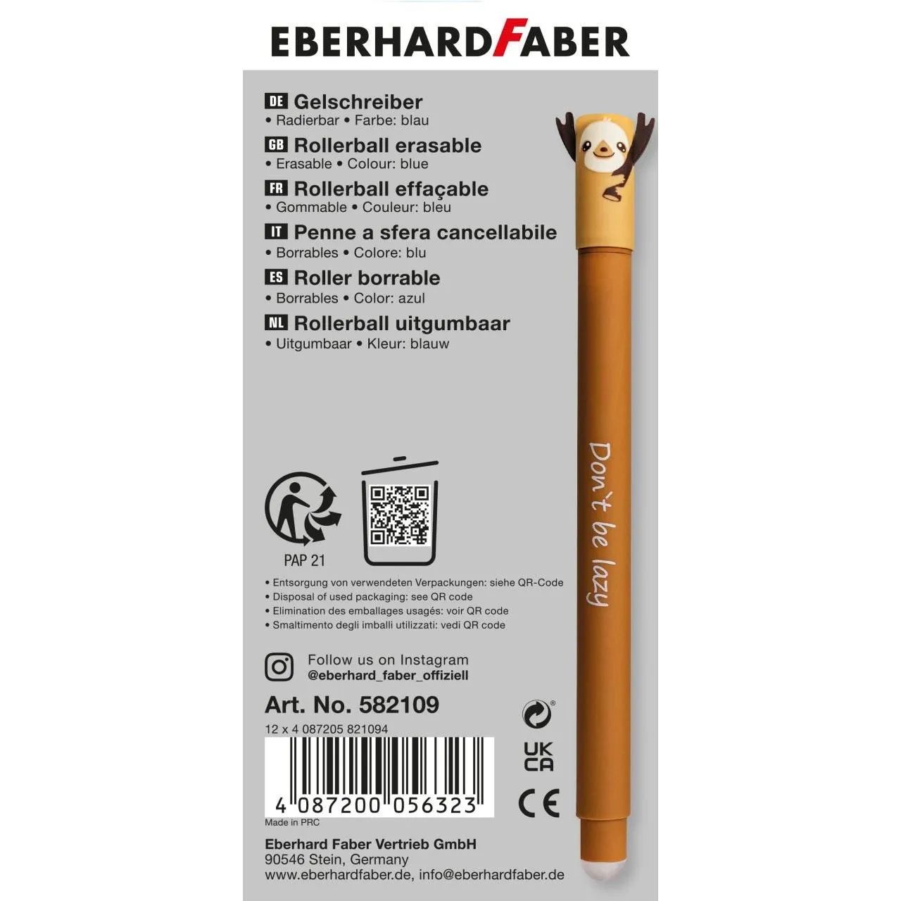 EBERHARD FABER Gelschreiber 3er Set PANDA FUCHS FAULTIER...