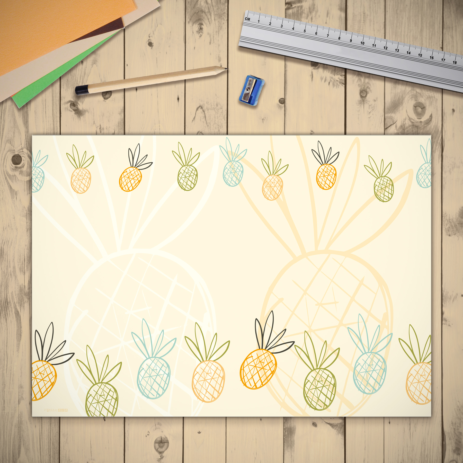 itenga Schreibtischunterlage Tischset Ananas DIN A3 50 B...